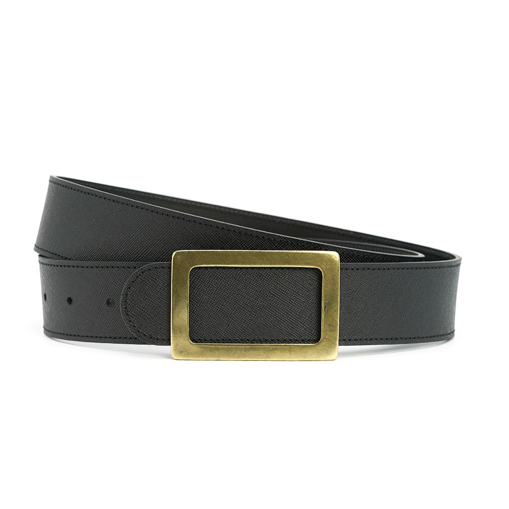 Curea din Piele Saffiano Negru, Colectia Wayne