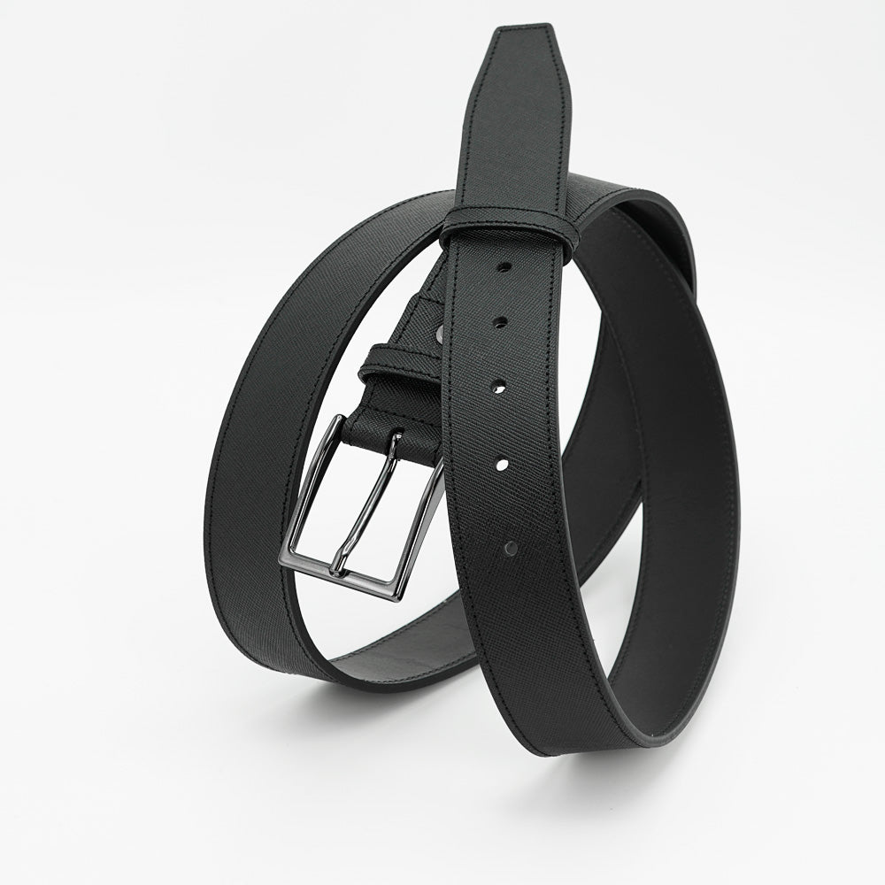 Curea din Piele Saffiano Neagra, Model Elegant
