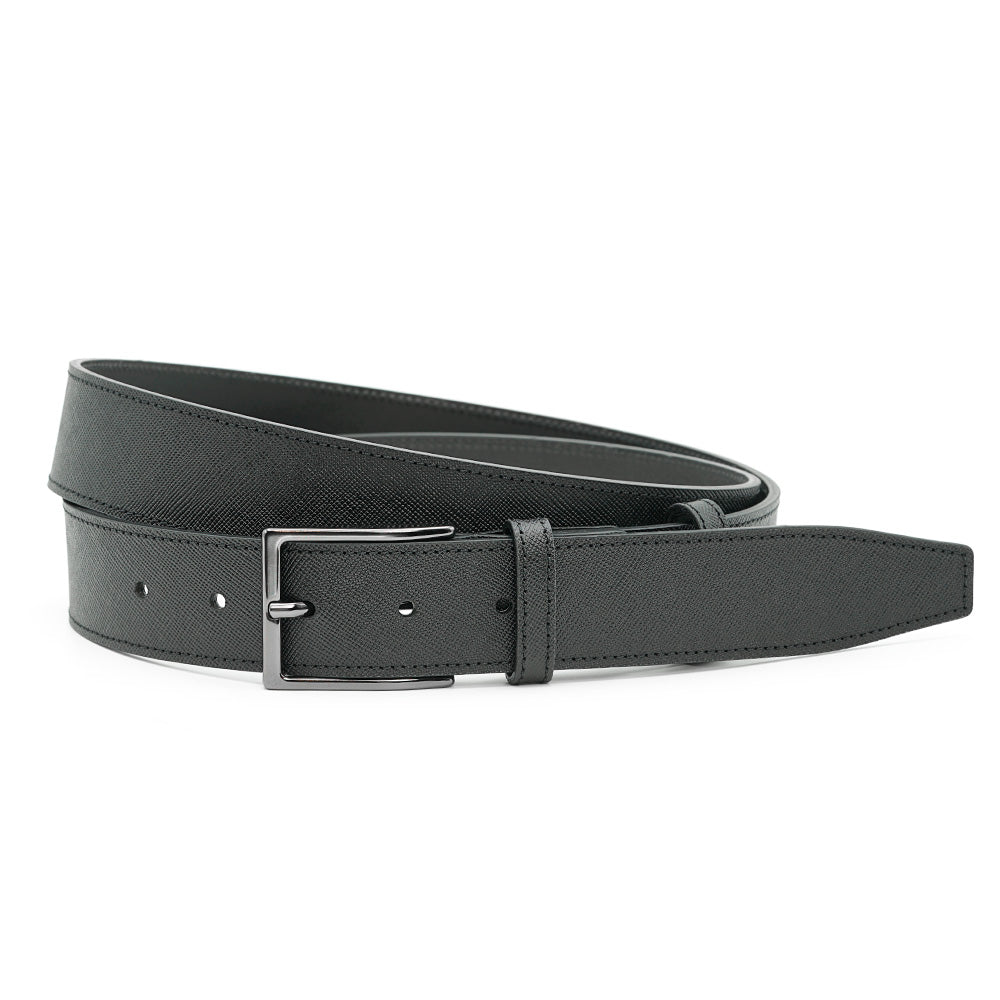 Curea din Piele Saffiano Neagra, Model Elegant