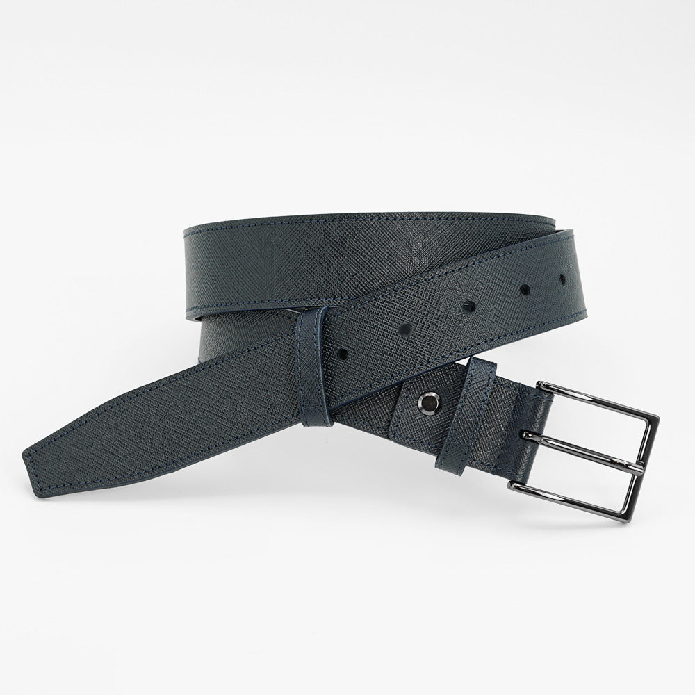 Curea din Piele Saffiano Albastru-Navy, Model Elegant