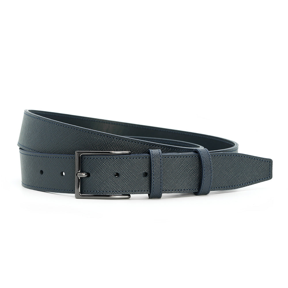 Curea din Piele Saffiano Albastru-Navy, Model Elegant