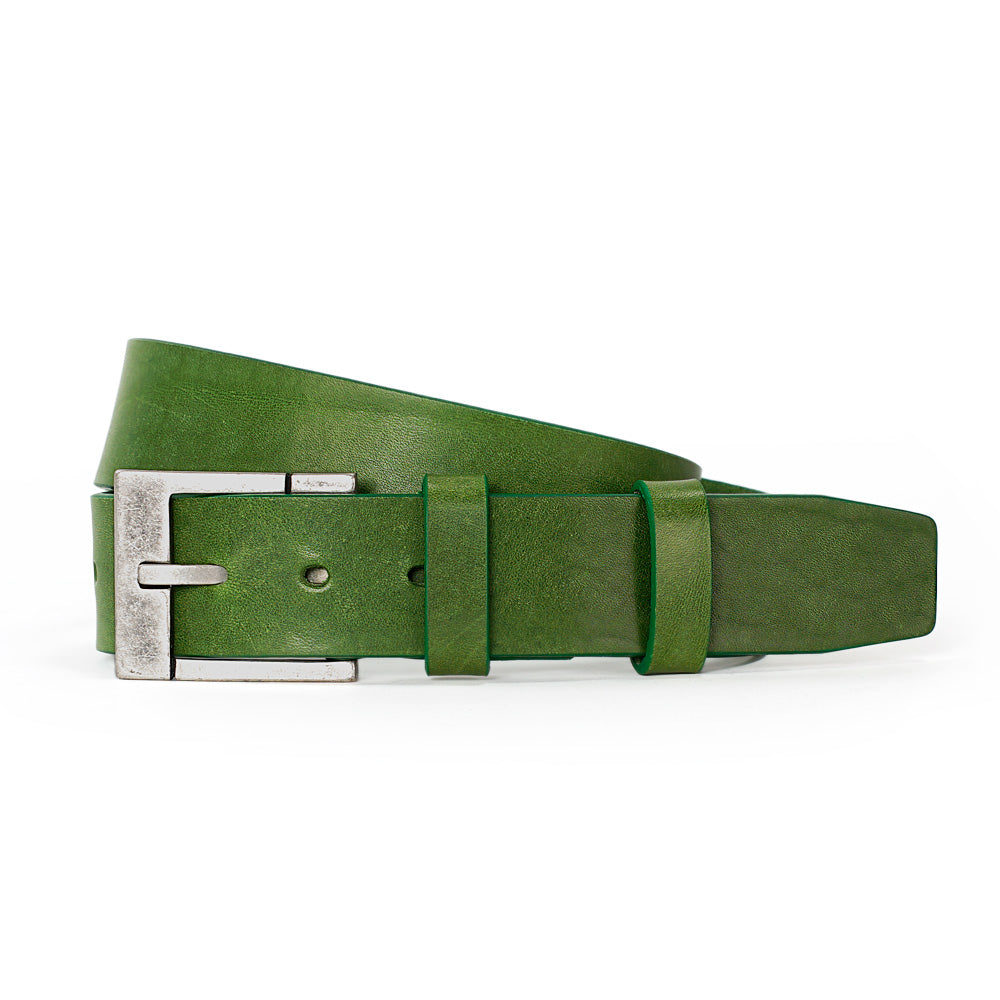 Curea din Piele Italiana, Verde Deschis Antichizat, pentru Jeans