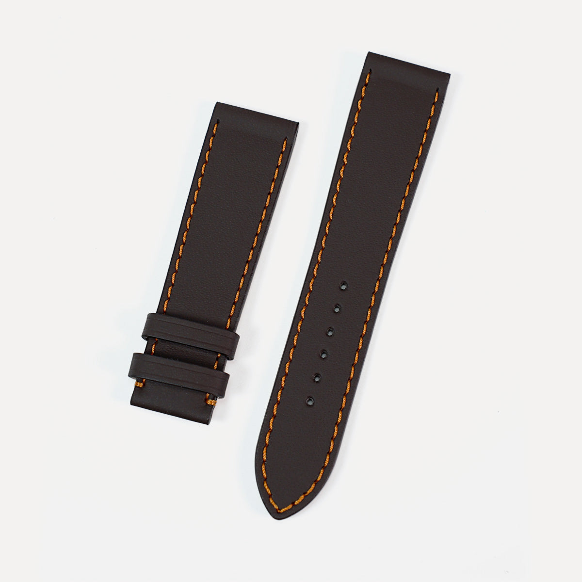 Watch Strap, LeMans Collection, Dark Brown Leather, Orange Contrast