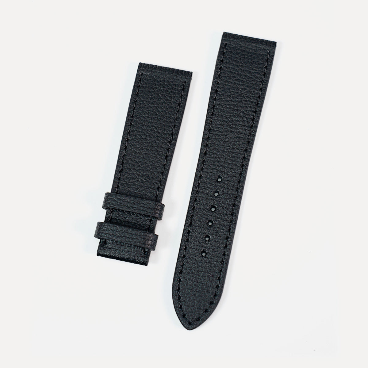 Black Leather Strap, Textured, Tone-on-Tone Stitch