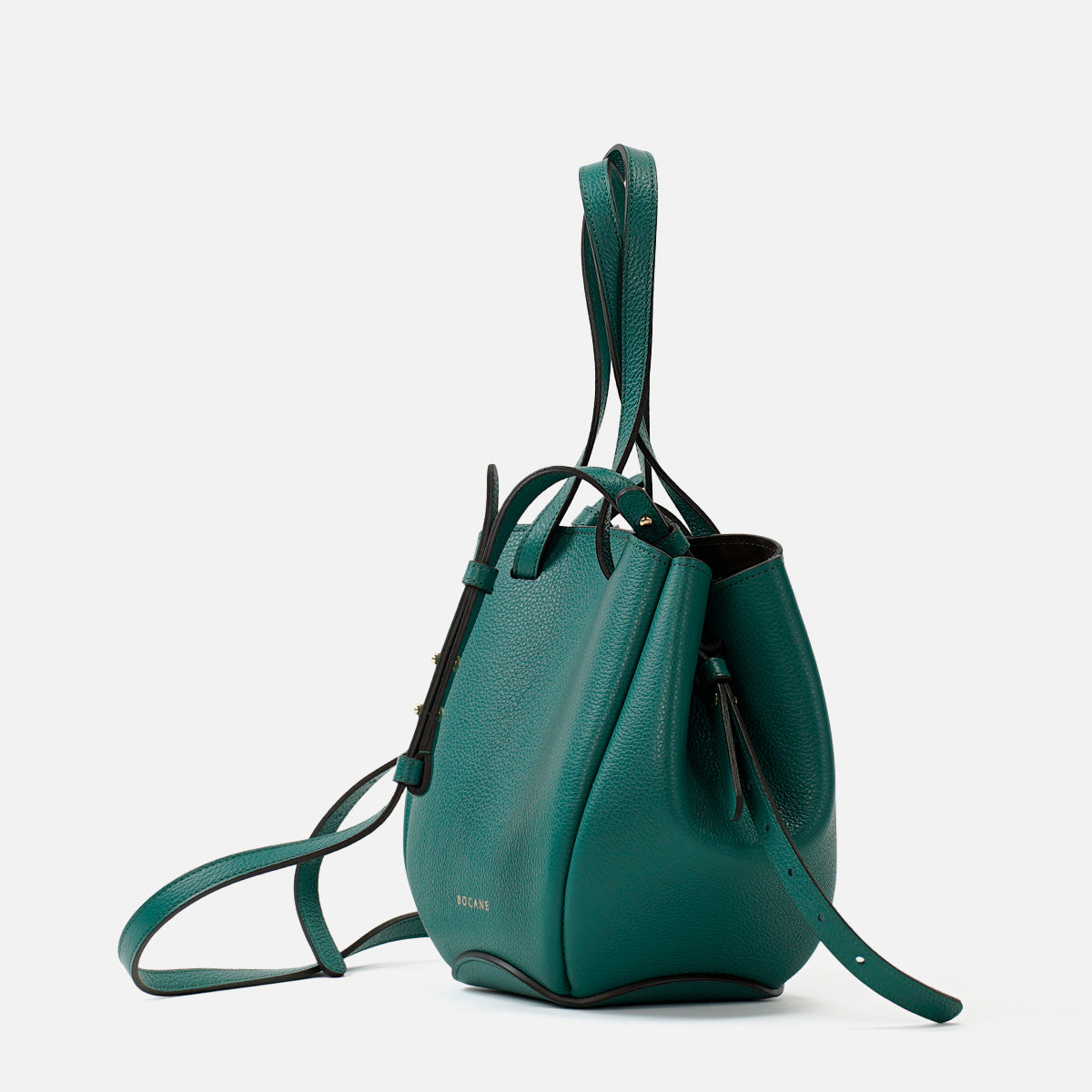 Geanta Mini Pétale, Piele Texturata, Culoare Verde Avocado, cu Accesorii