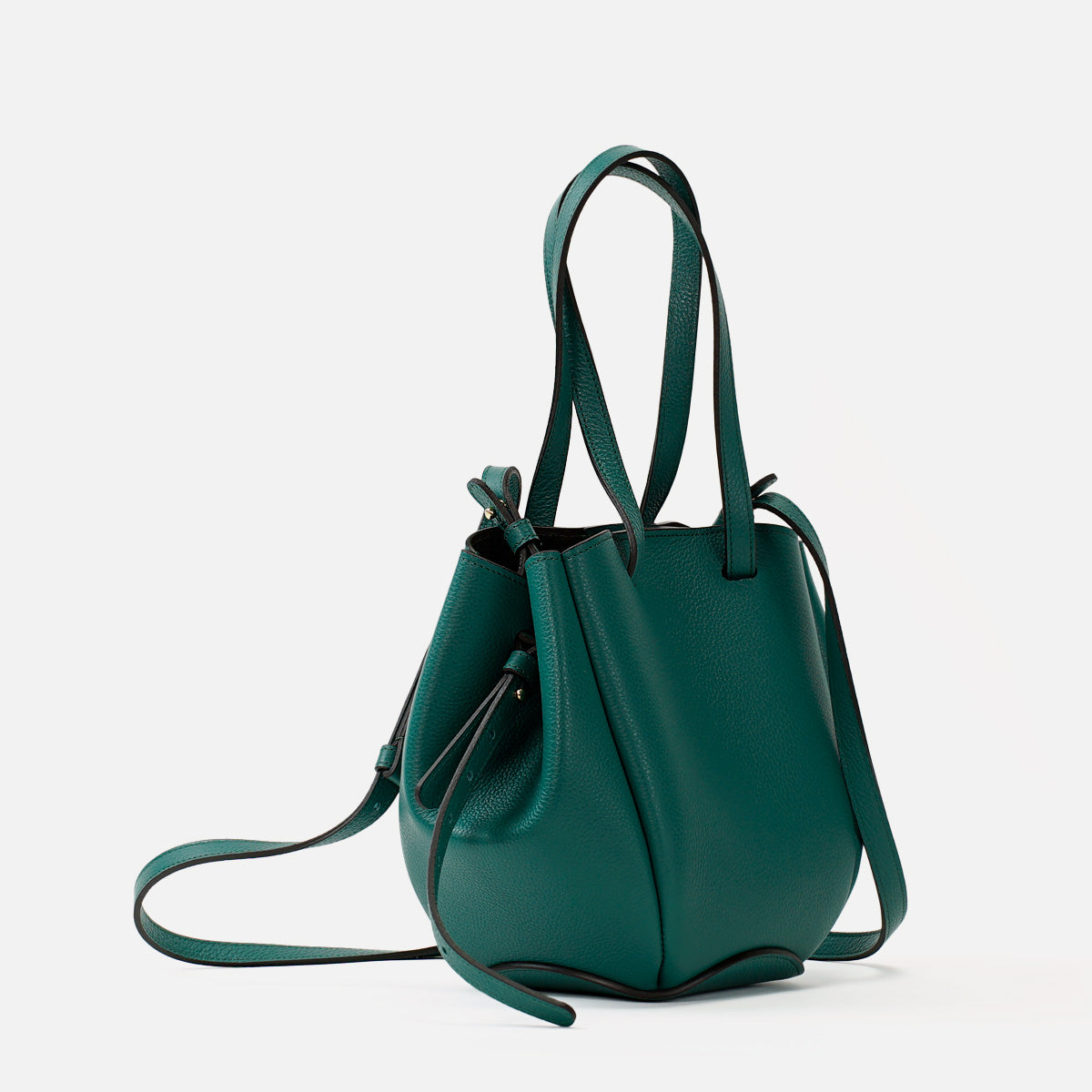 Geanta Mini Pétale, Piele Texturata, Culoare Verde Avocado, cu Accesorii