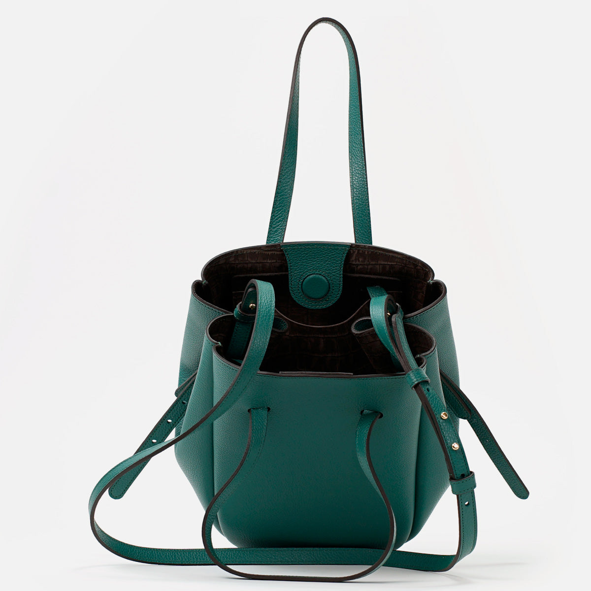 Geanta Pétale, Piele Texturata, Culoare Verde Avocado, cu Accesorii