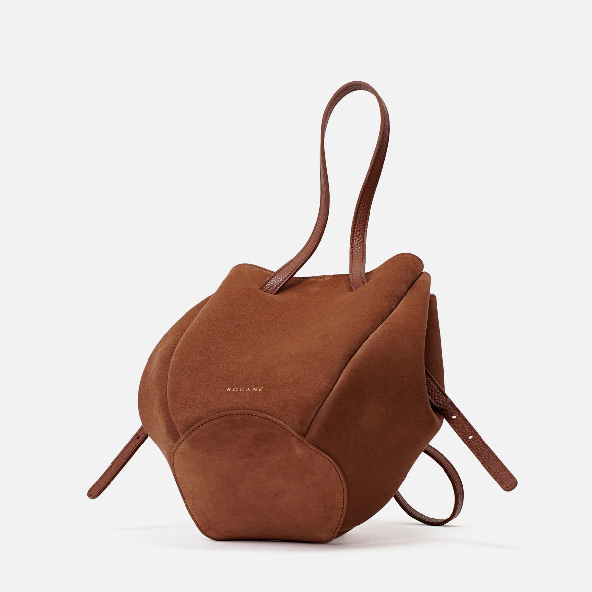 Geanta Pétale, Piele Intoarsa, Culoare Scortisoara, cu Accesorii