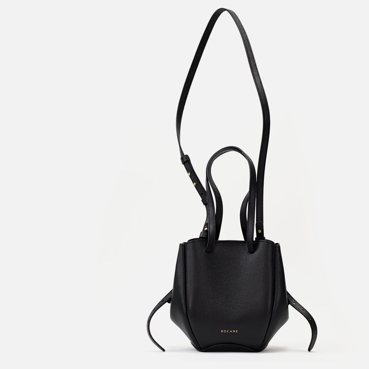 Mini Pétale Bag, Textured Leather, Black, with Extras