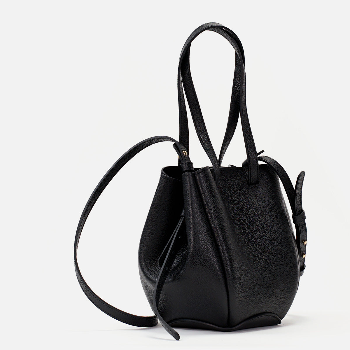Mini Pétale Bag, Textured Leather, Black, with Extras