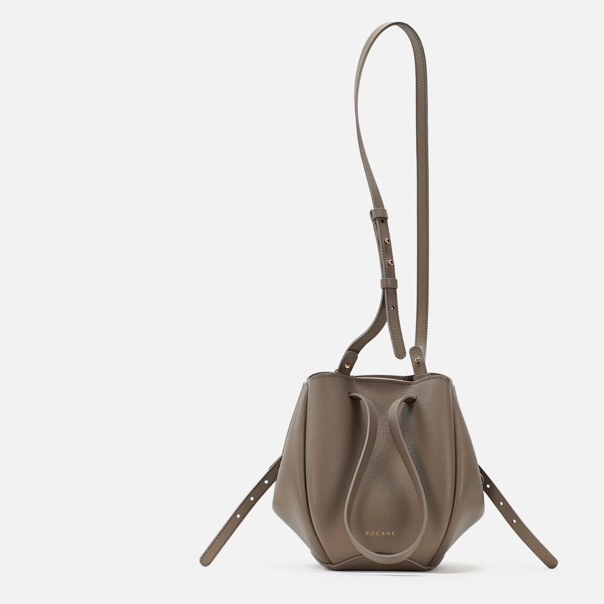Geanta Mini Pétale, Piele Texturata, Grej, cu Accesorii