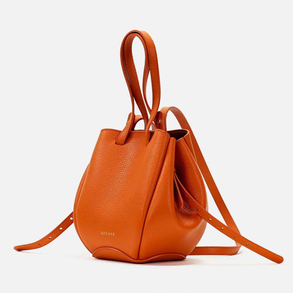 Mini Pétale Bag, Textured Leather, Orange Color, with Options