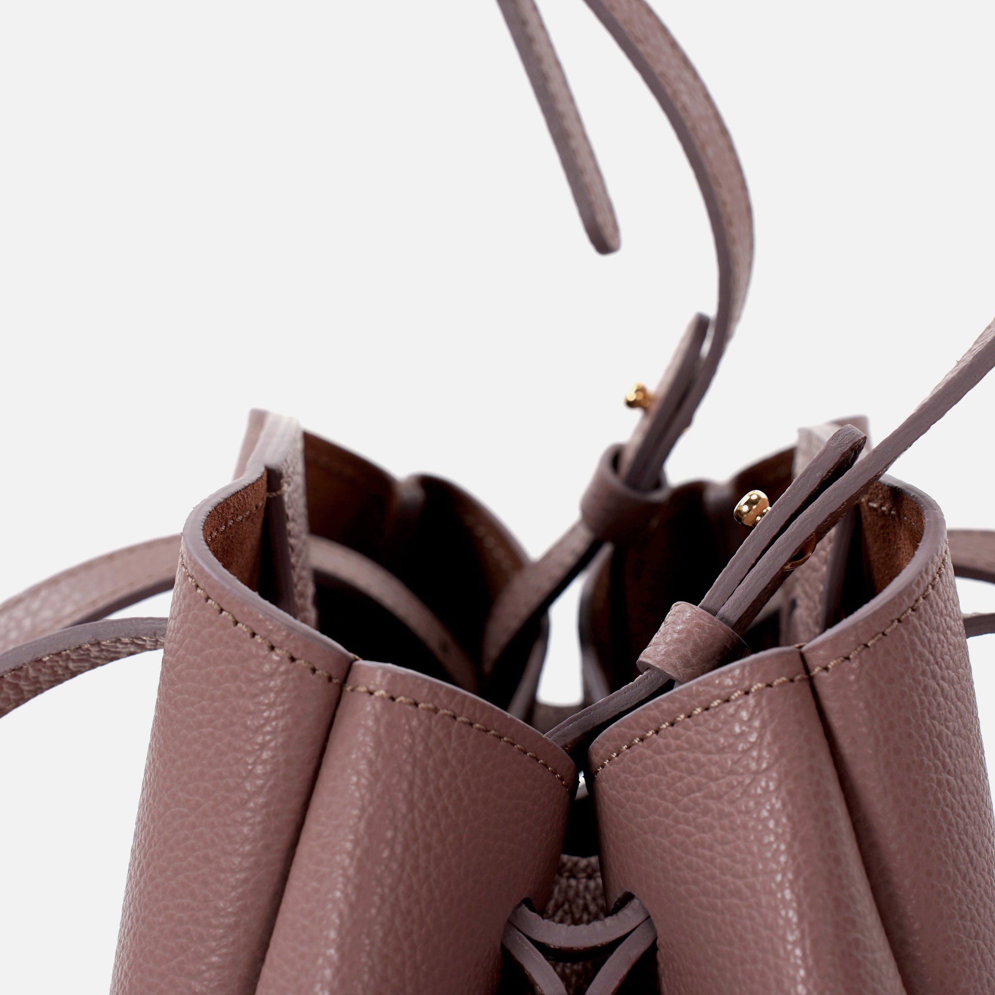 Geanta Mini Pétale, Piele Texturata, Grej-Rosé Balsamic, cu Accesorii