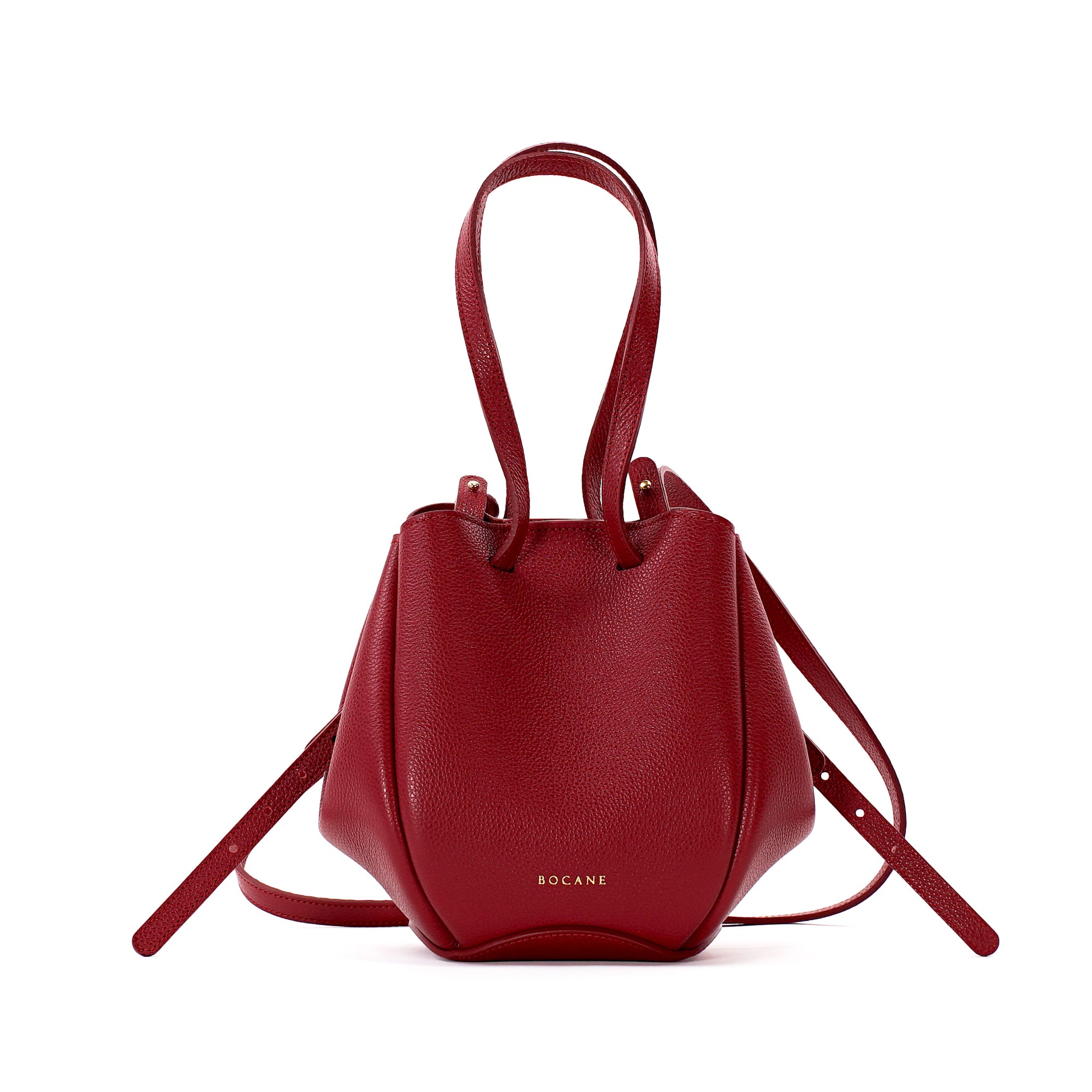 Geanta Mini Pétale, Piele Texturata, Rosu Euphoria, cu Accesorii