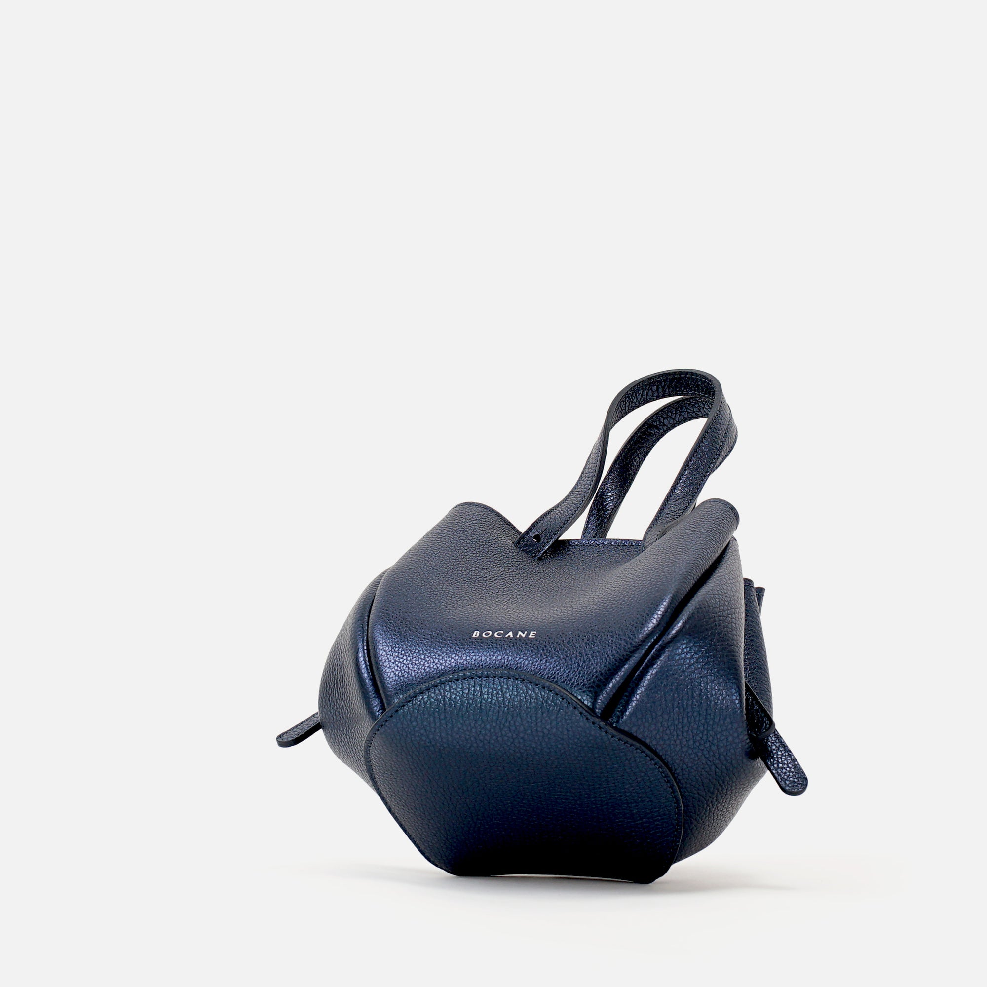 Bijou Pétale Bag, Textured Leather, Metallic Navy Blue, with Extras