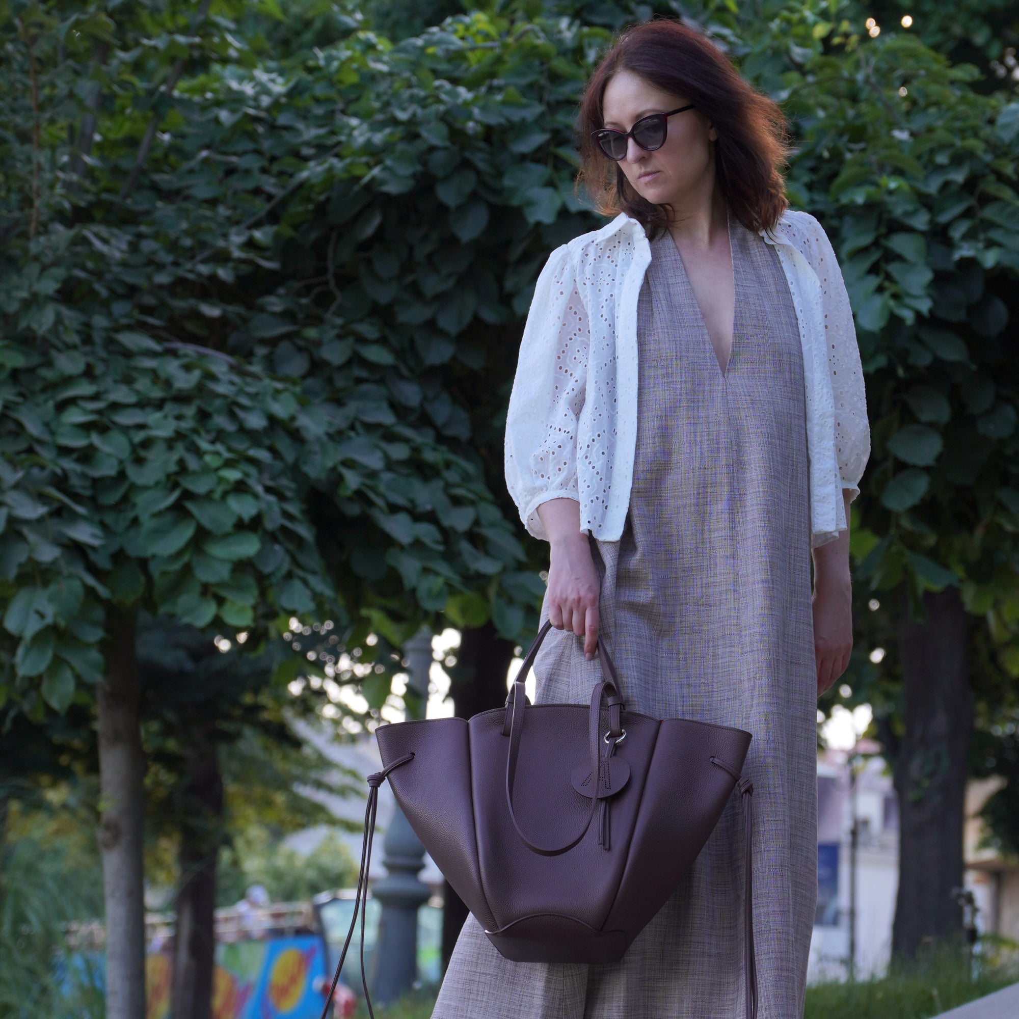 Geanta Maxi Voulez-Vous, Piele Texturata, Chocolat