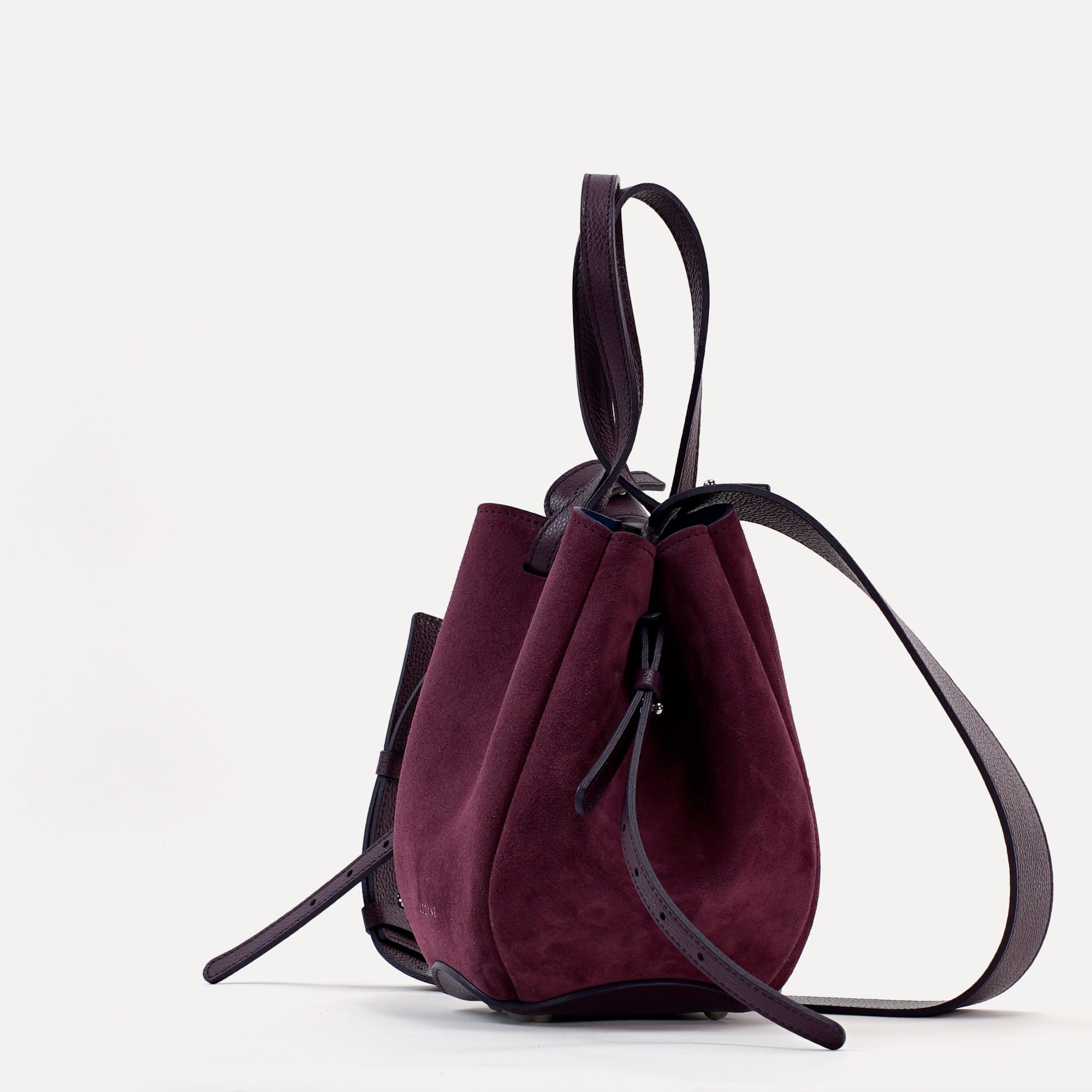 Geanta Mini Pétale, Piele Intoarsa, Visiniu-Violet