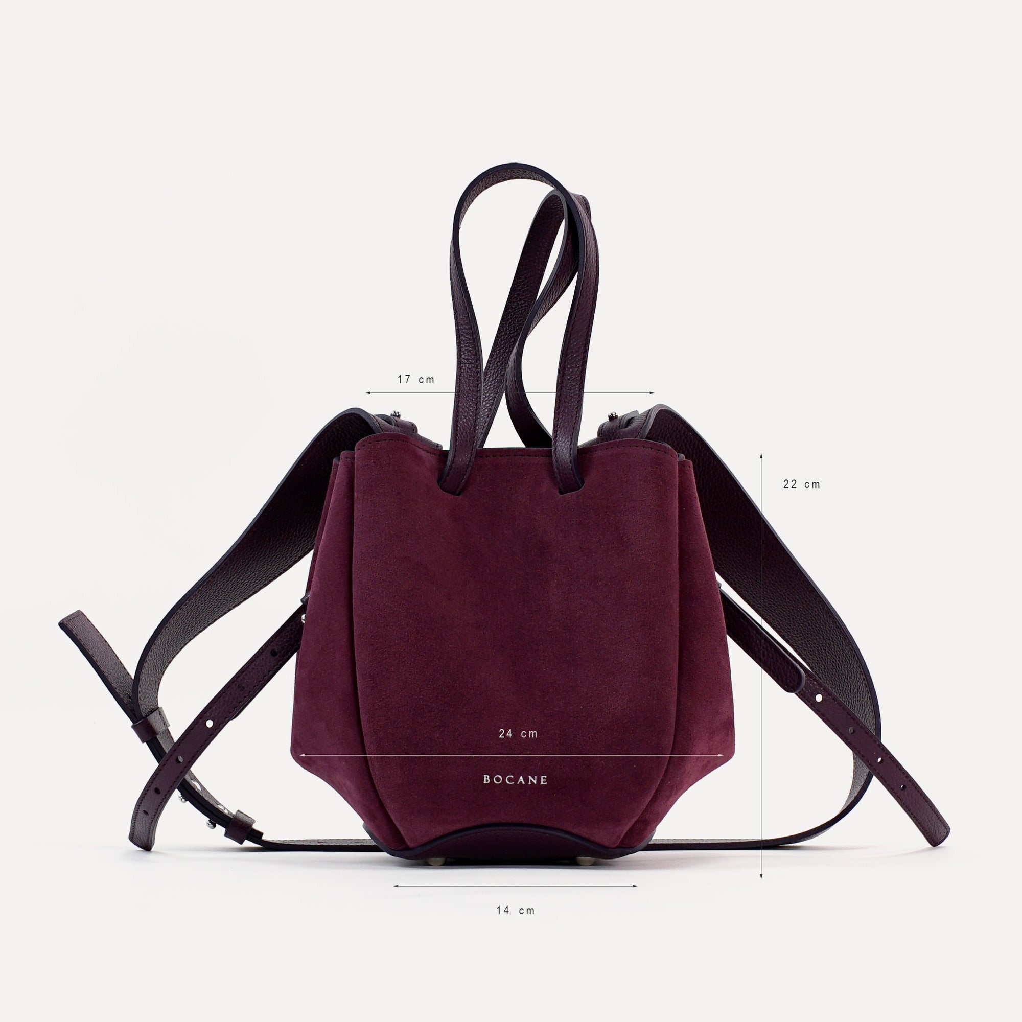 Geanta Mini Pétale, Piele Intoarsa, Visiniu-Violet