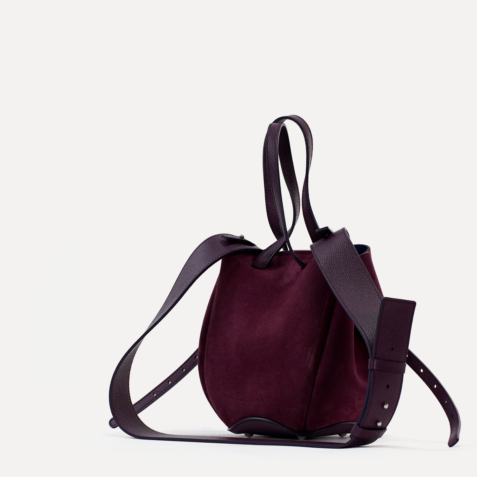 Geanta Mini Pétale, Piele Intoarsa, Visiniu-Violet
