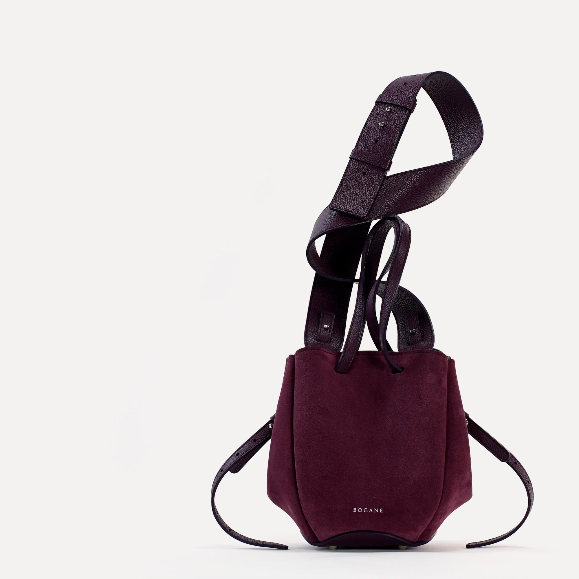 Geanta Mini Pétale, Piele Intoarsa, Visiniu-Violet