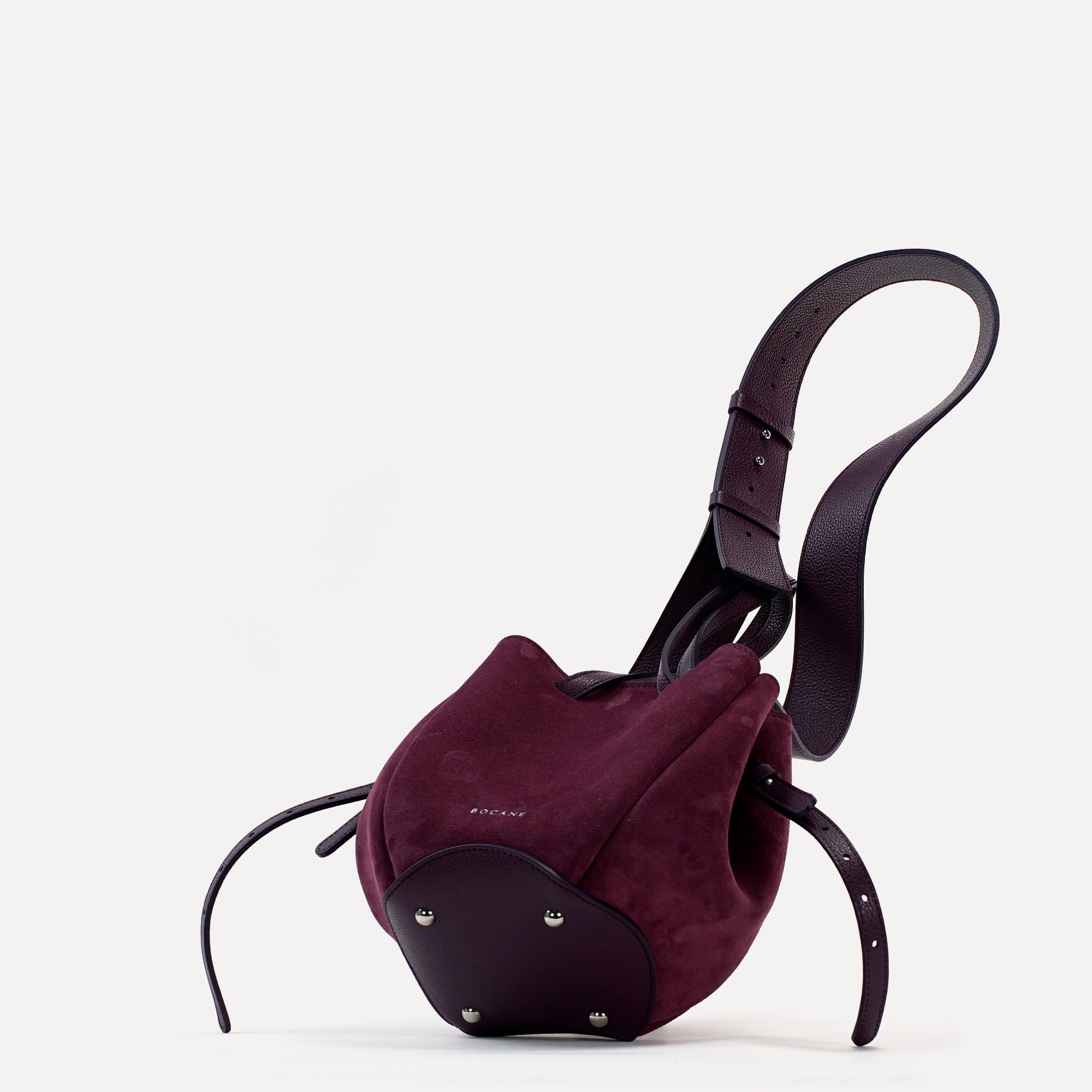 Geanta Mini Pétale, Piele Intoarsa, Visiniu-Violet