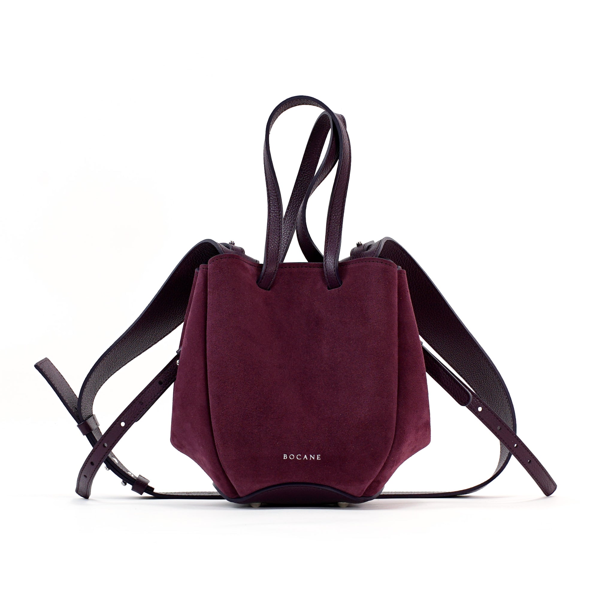 Geanta Mini Pétale, Piele Intoarsa, Visiniu-Violet