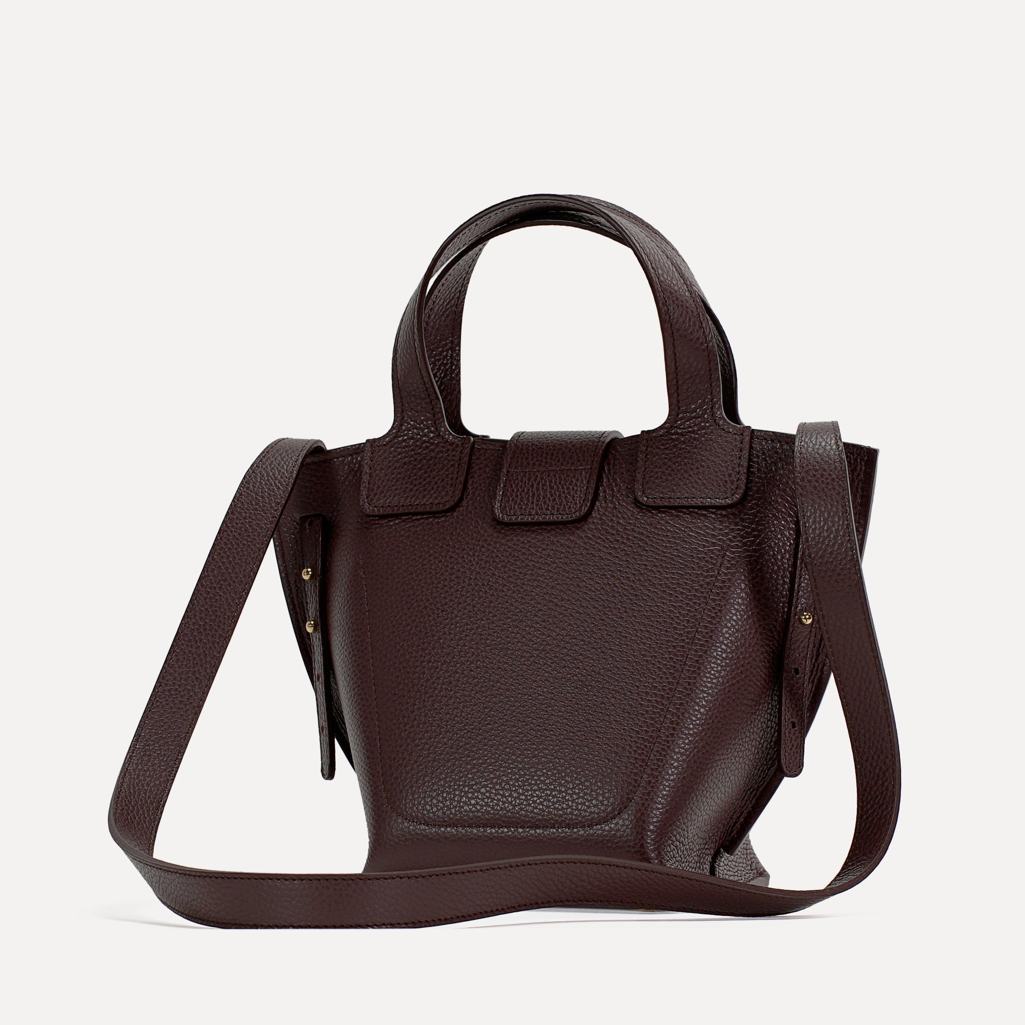Caprice Bag, Textured Leather, Burgundy Color