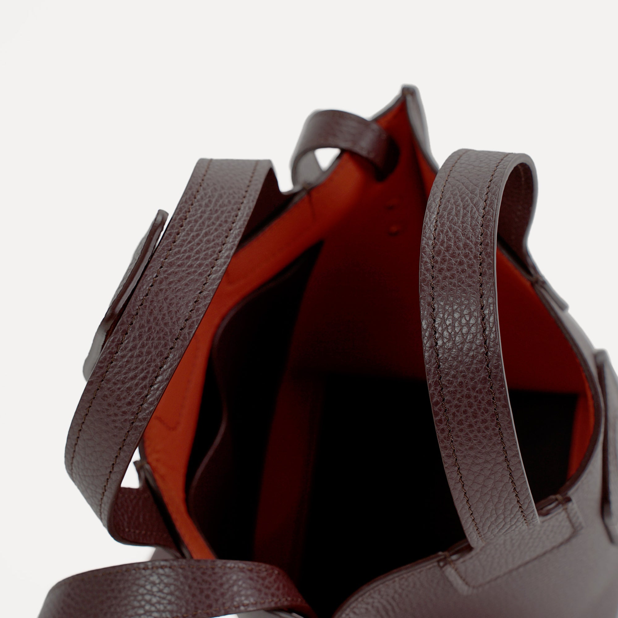 Caprice Bag, Textured Leather, Burgundy Color