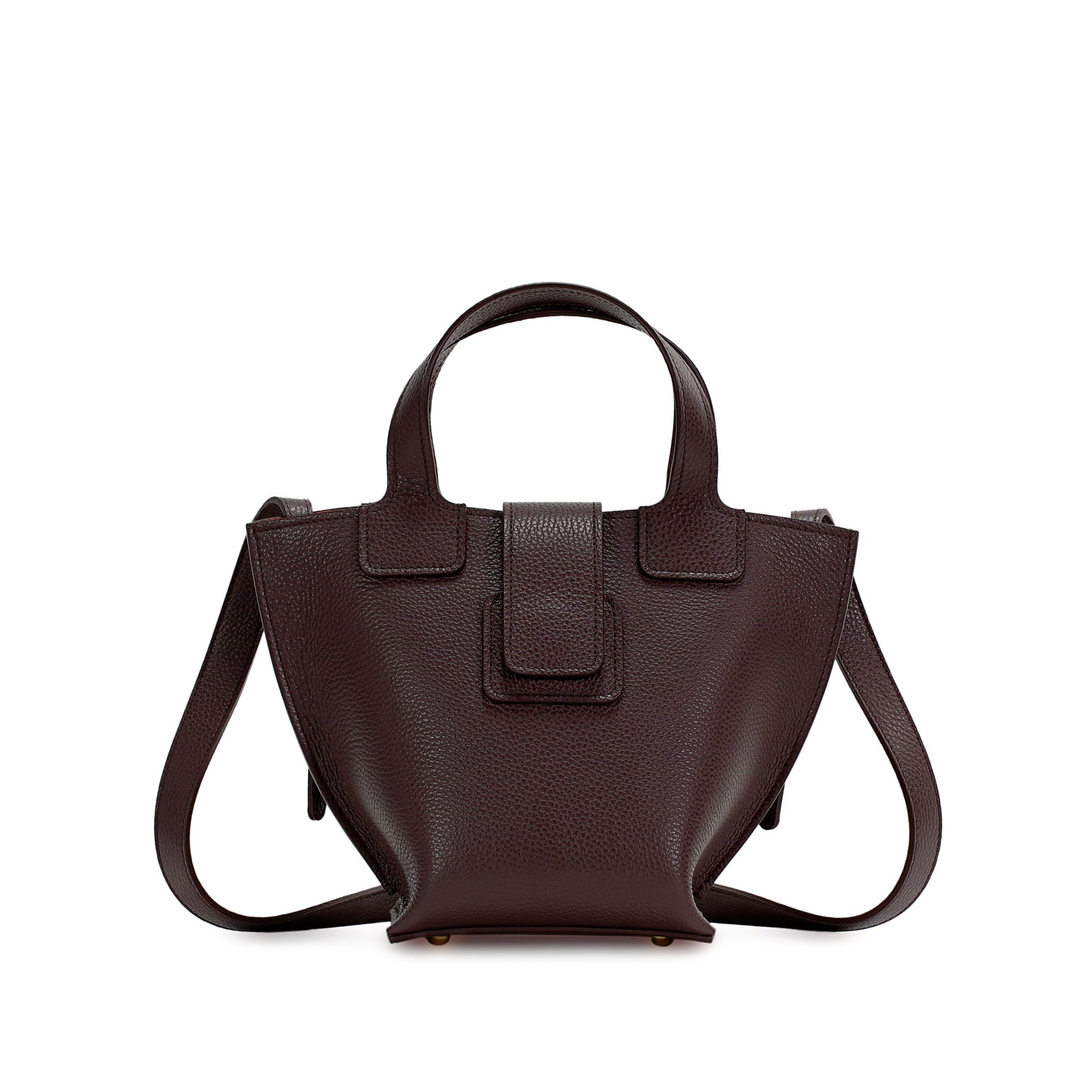 Caprice Bag, Textured Leather, Burgundy Color