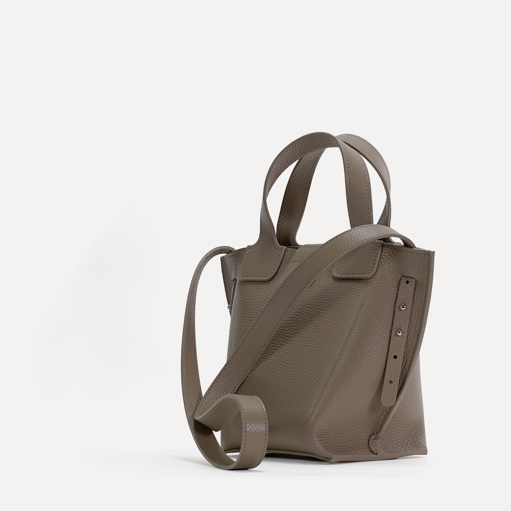 Caprice Bag, Textured Leather, Dark Greige Color