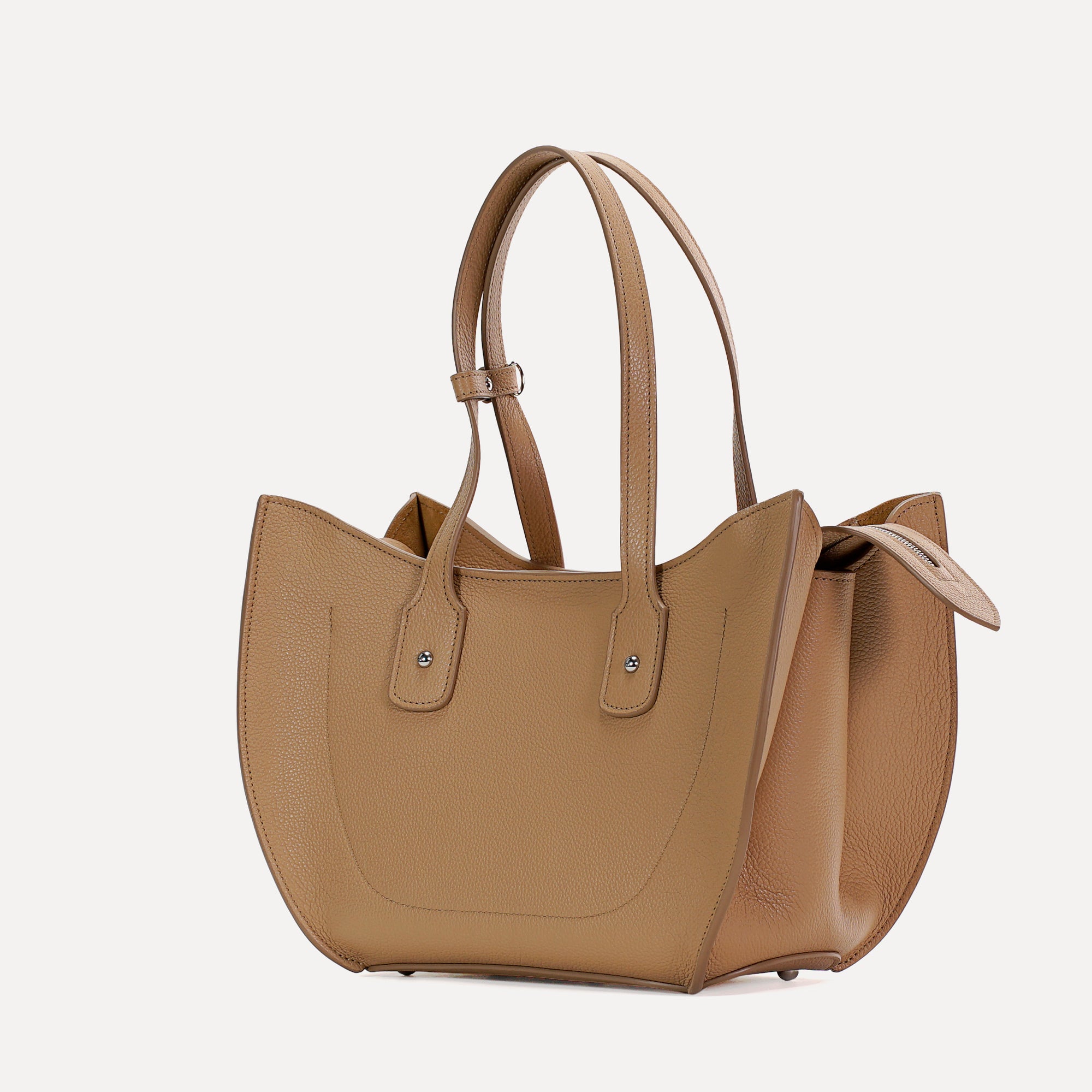 Ether Midi Bag, Textured Leather, Cappuccino