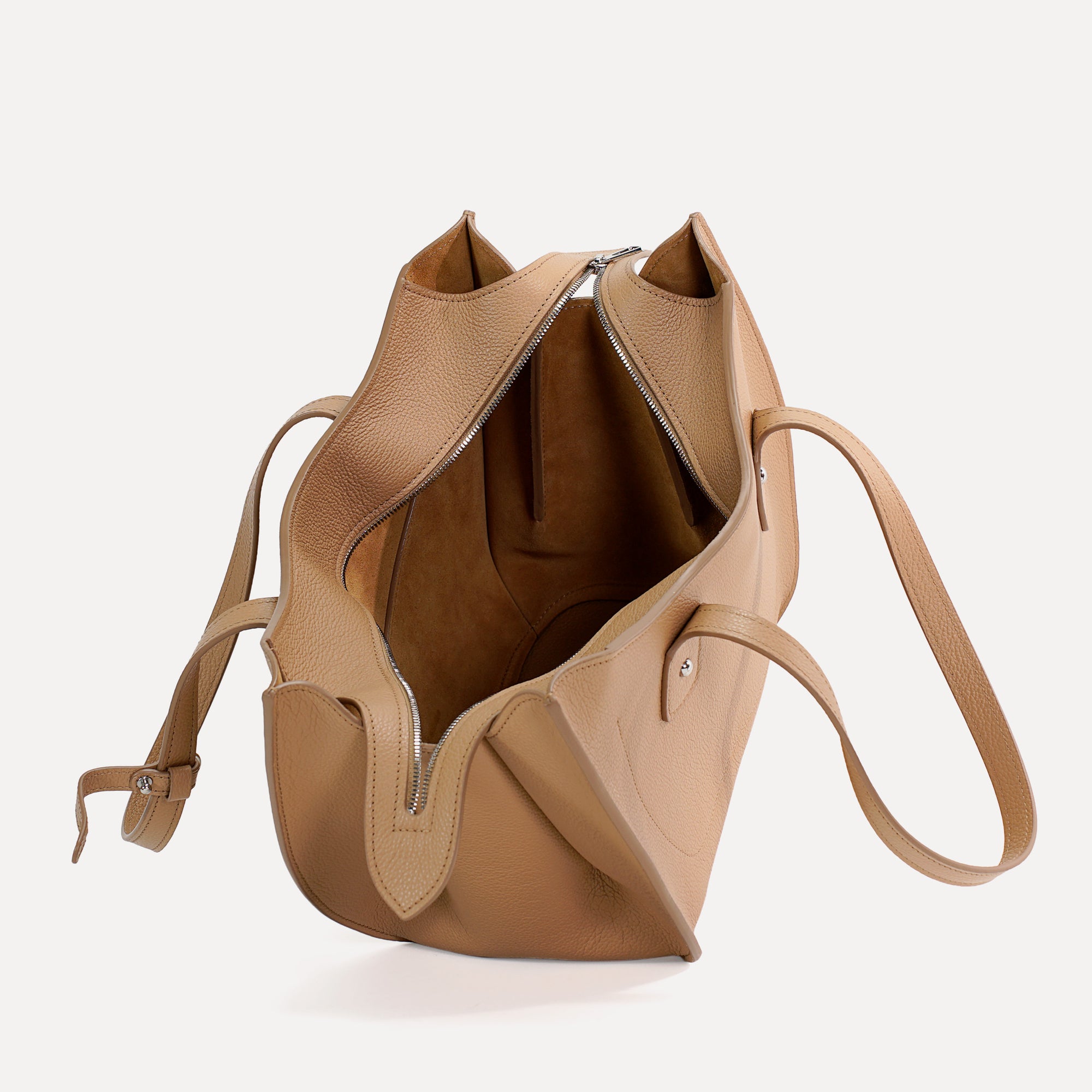 Ether Midi Bag, Textured Leather, Cappuccino