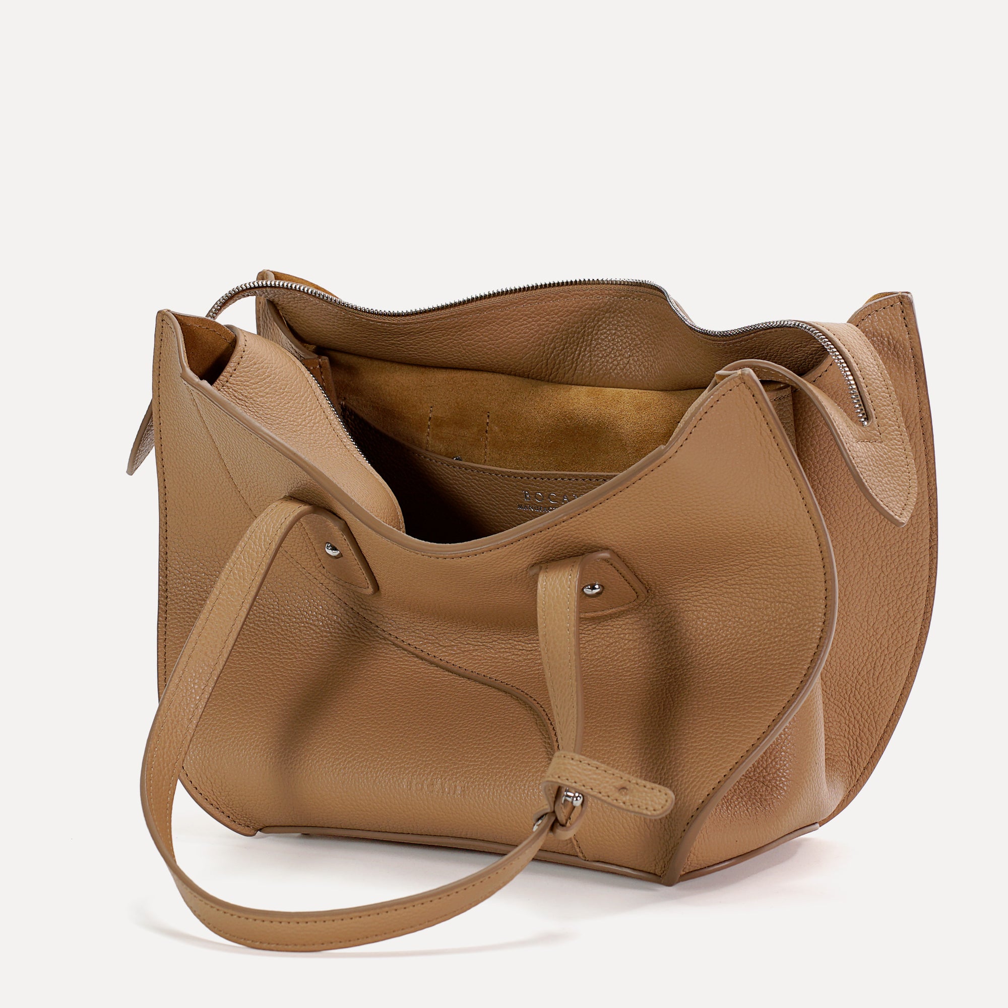 Ether Midi Bag, Textured Leather, Cappuccino