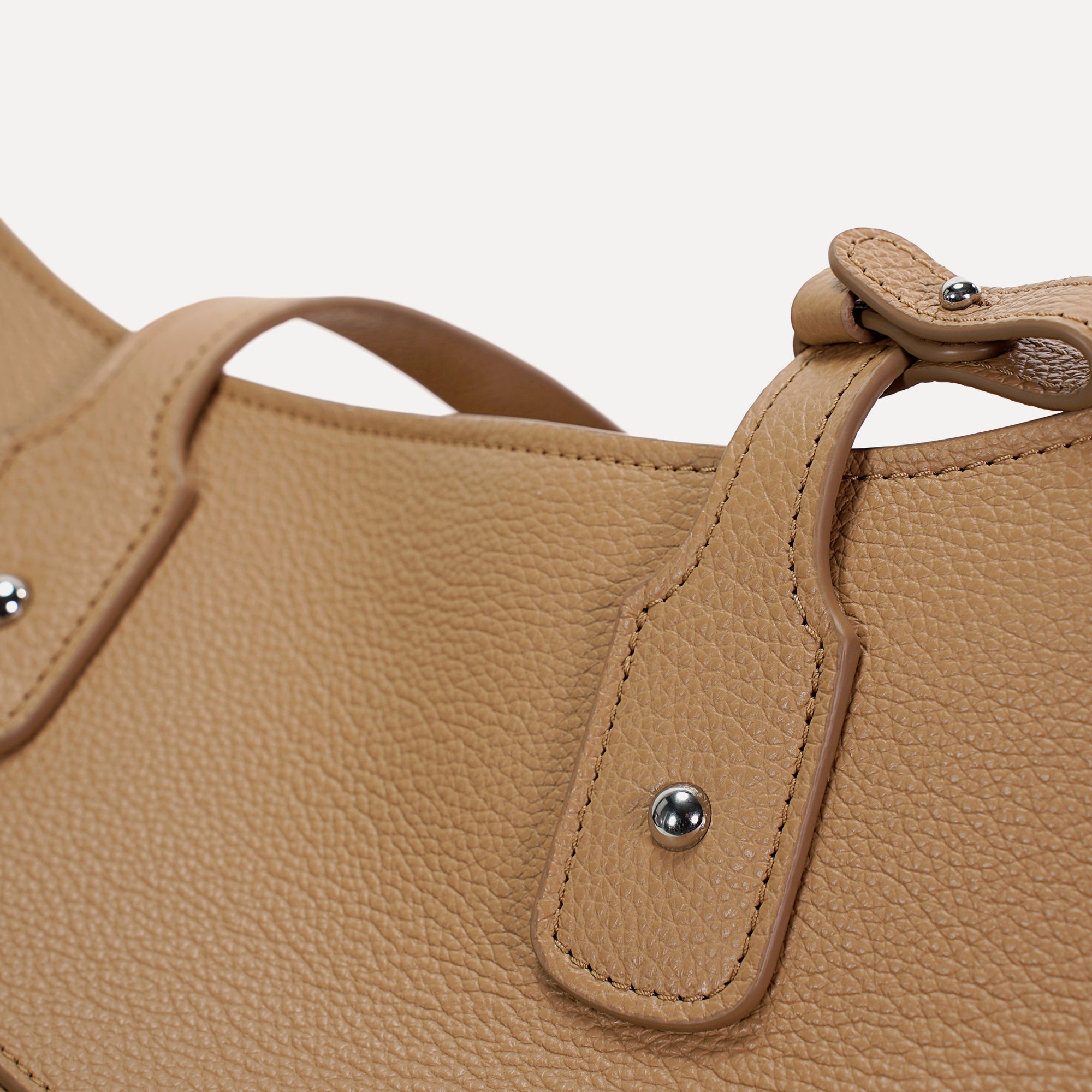 Ether Midi Bag, Textured Leather, Cappuccino