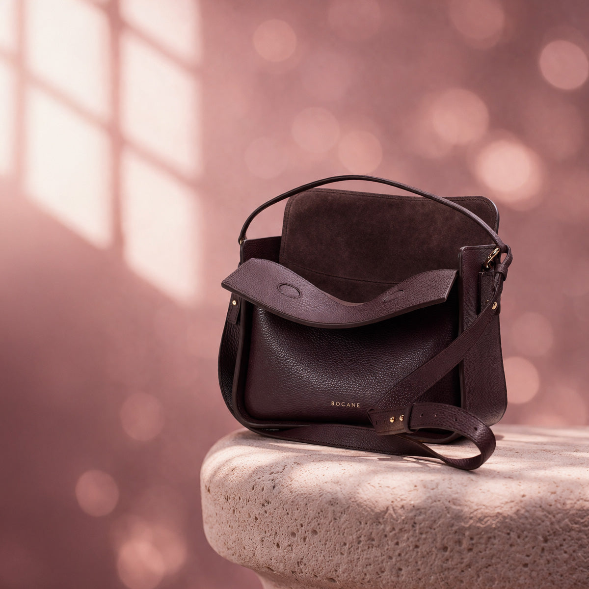 Toujours Bag, Textured Leather, Burgundy