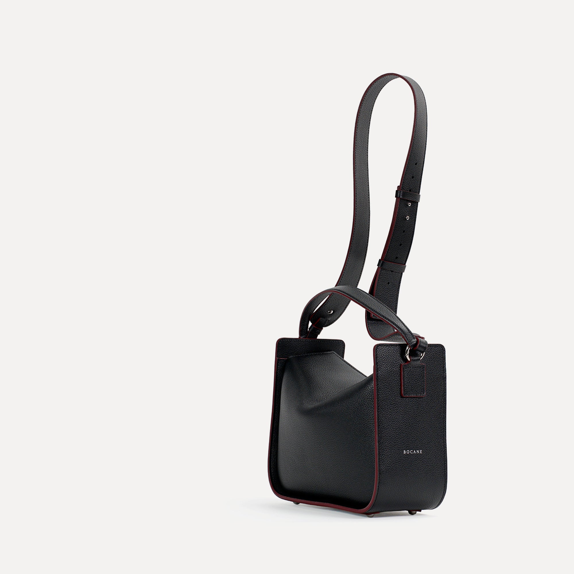 Toujours Maxi Bag, Textured Leather, Black &amp; Red Accents