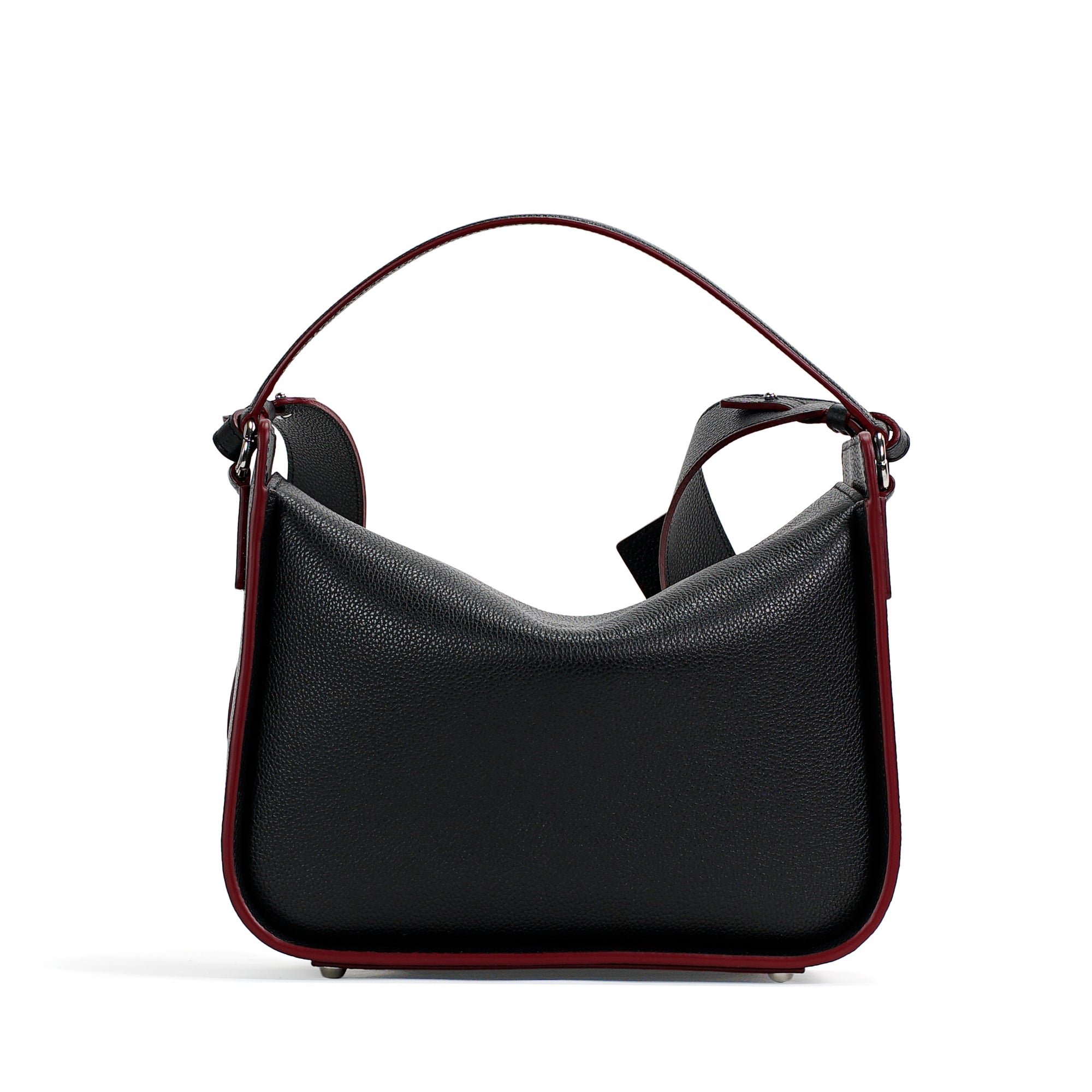 Toujours Maxi Bag, Textured Leather, Black &amp; Red Accents