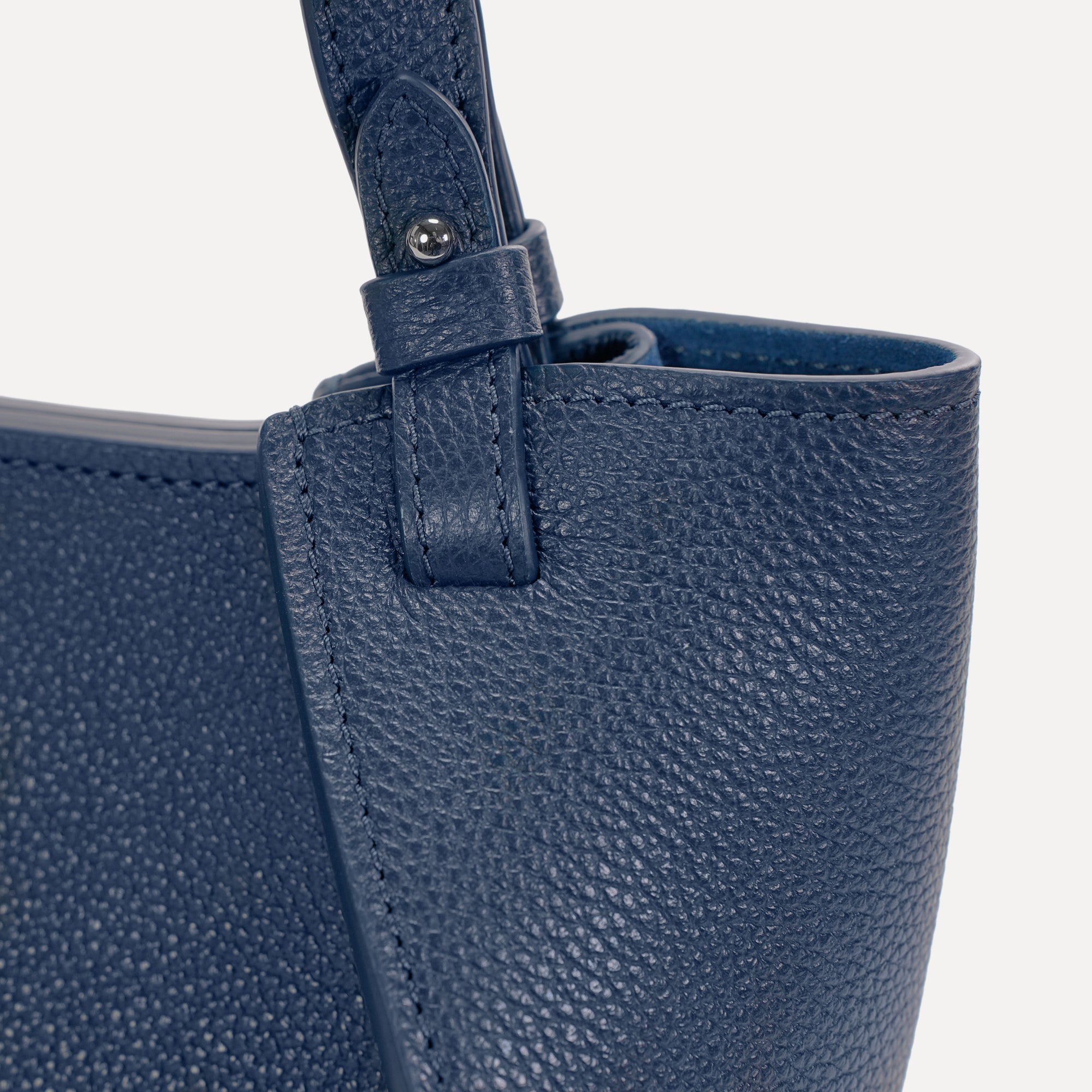 Amarante Bag, Textured Leather, Navy Blue