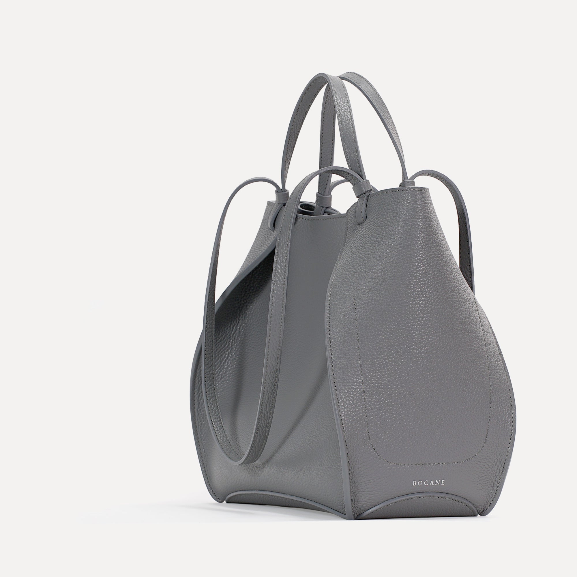 Amarante Bureau Bag, Textured Leather, Turbulence Gray
