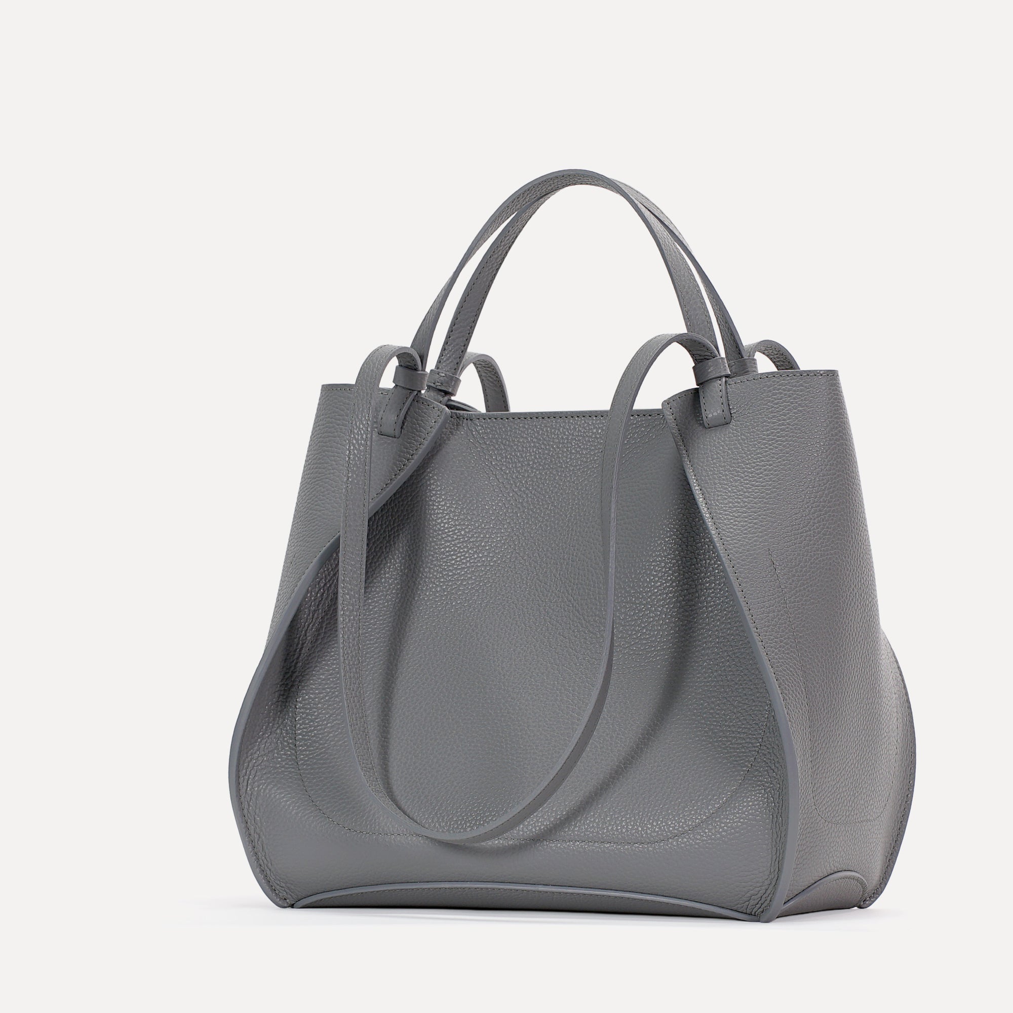 Amarante Bureau Bag, Textured Leather, Turbulence Gray
