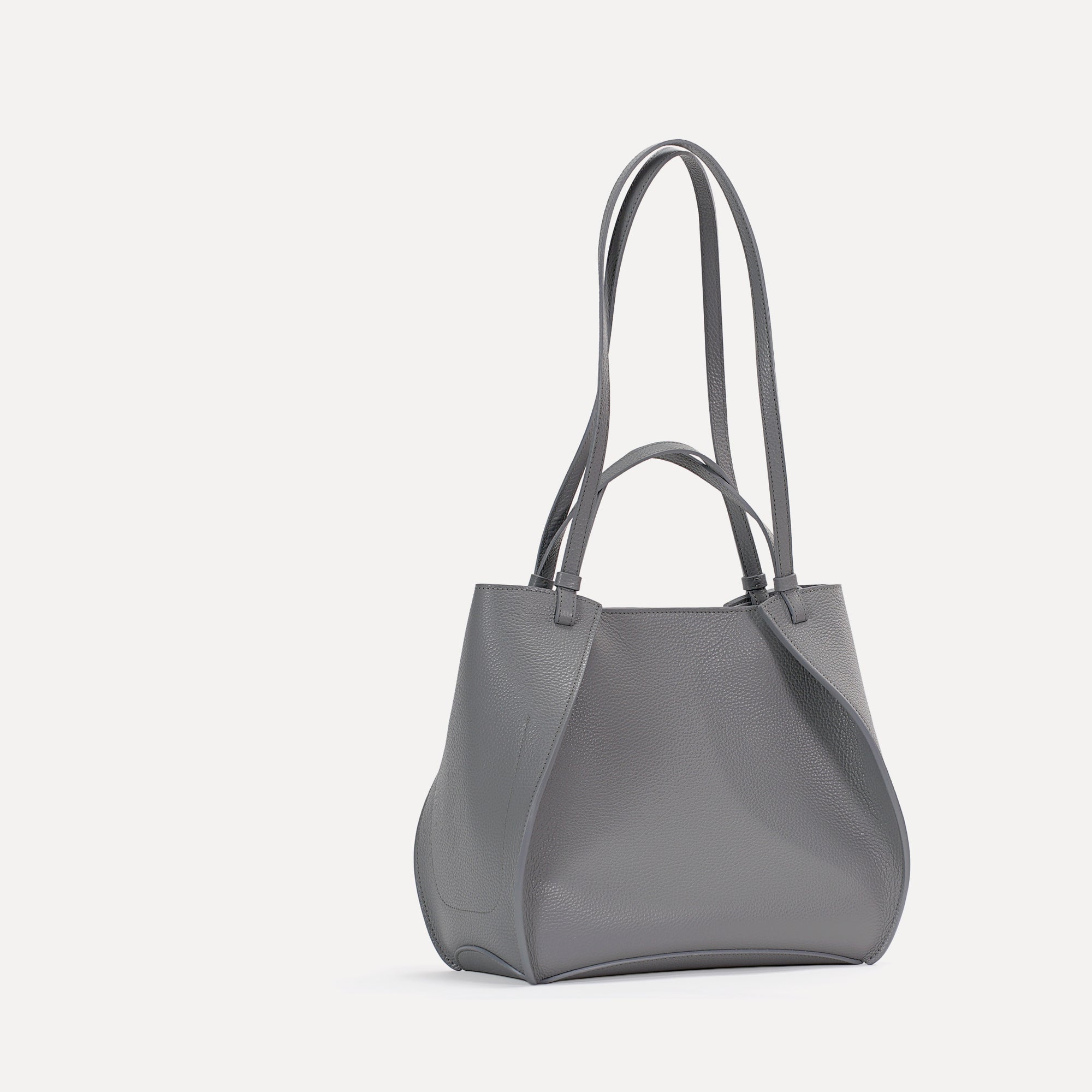 Amarante Bureau Bag, Textured Leather, Turbulence Gray