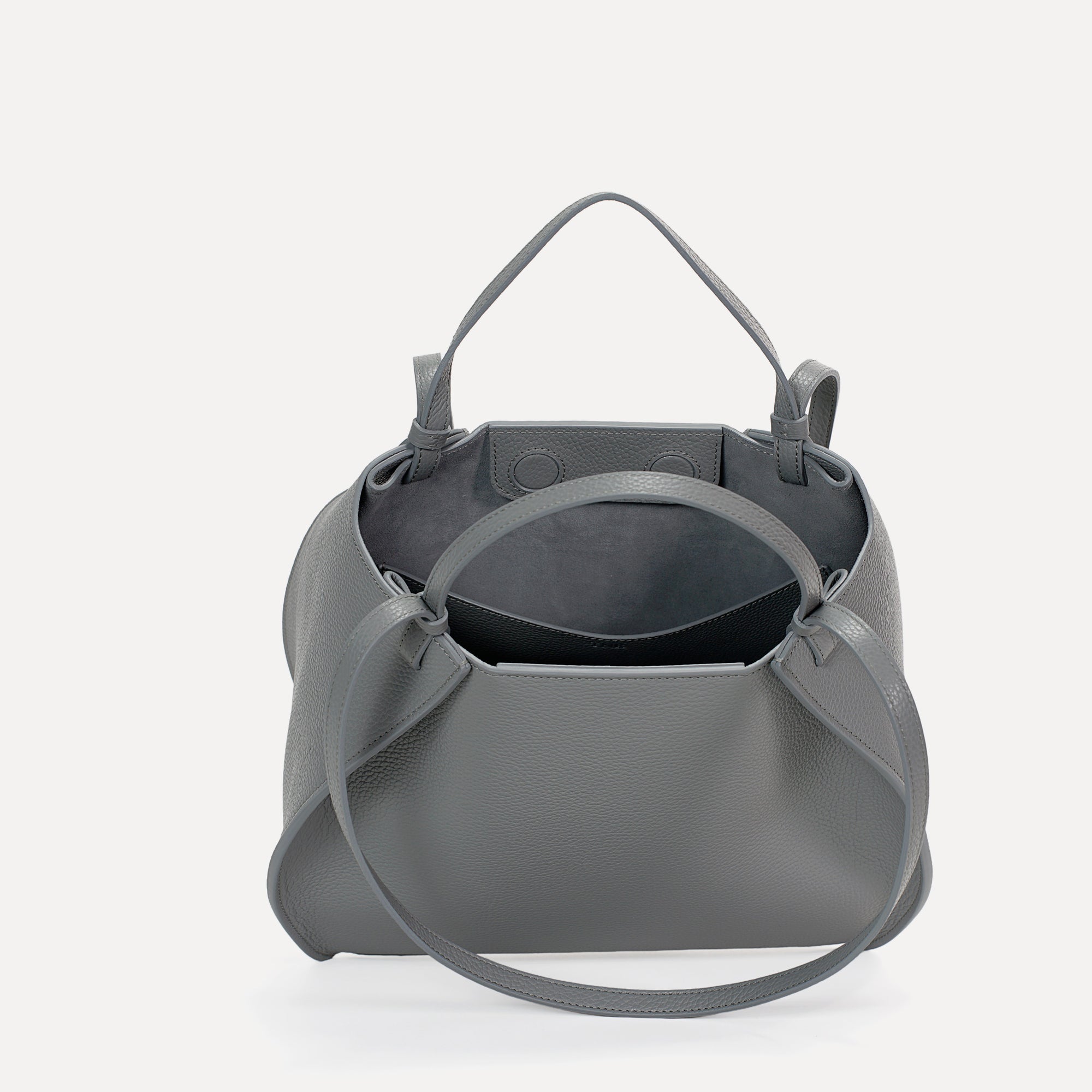 Amarante Bureau Bag, Textured Leather, Turbulence Gray