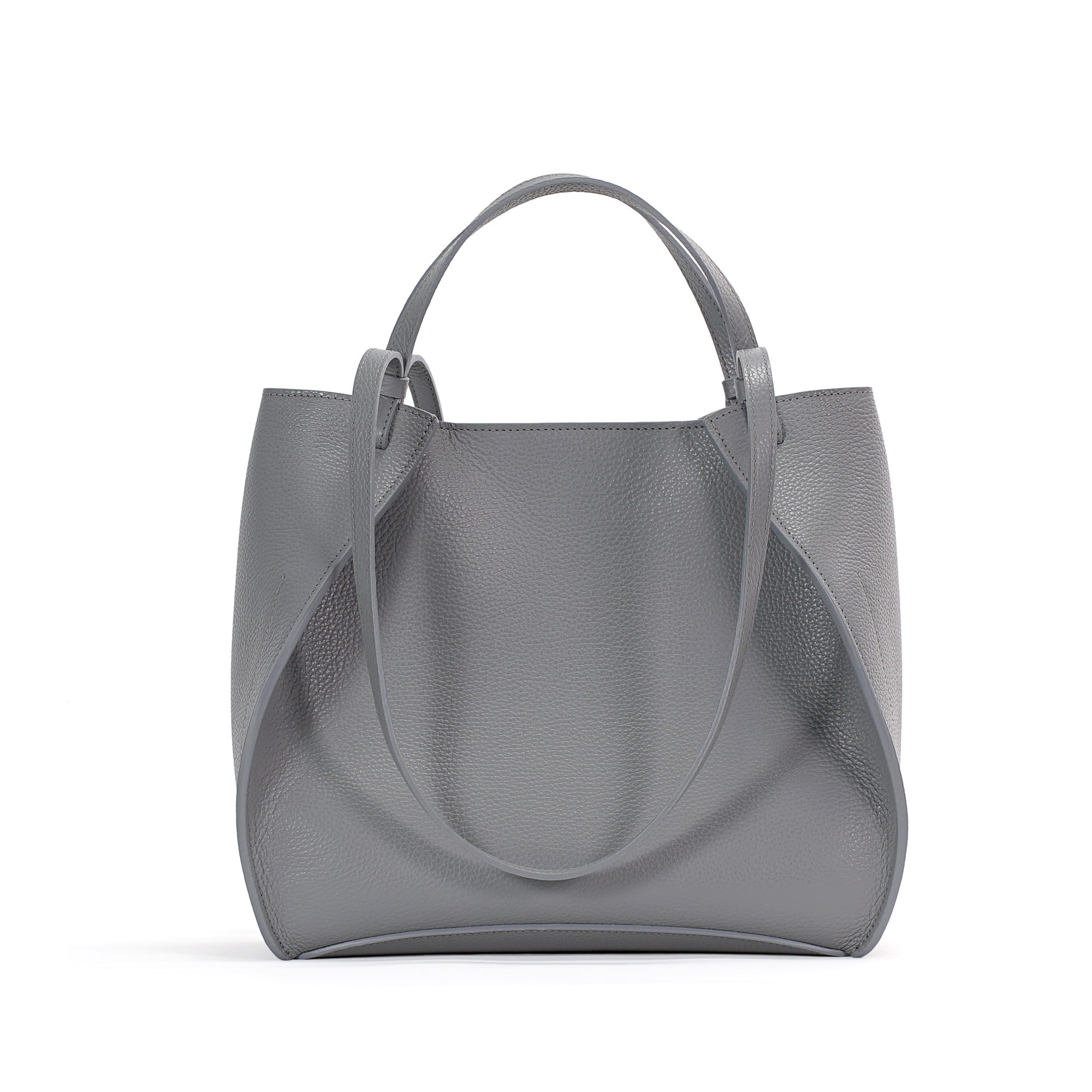 Amarante Bureau Bag, Textured Leather, Turbulence Gray