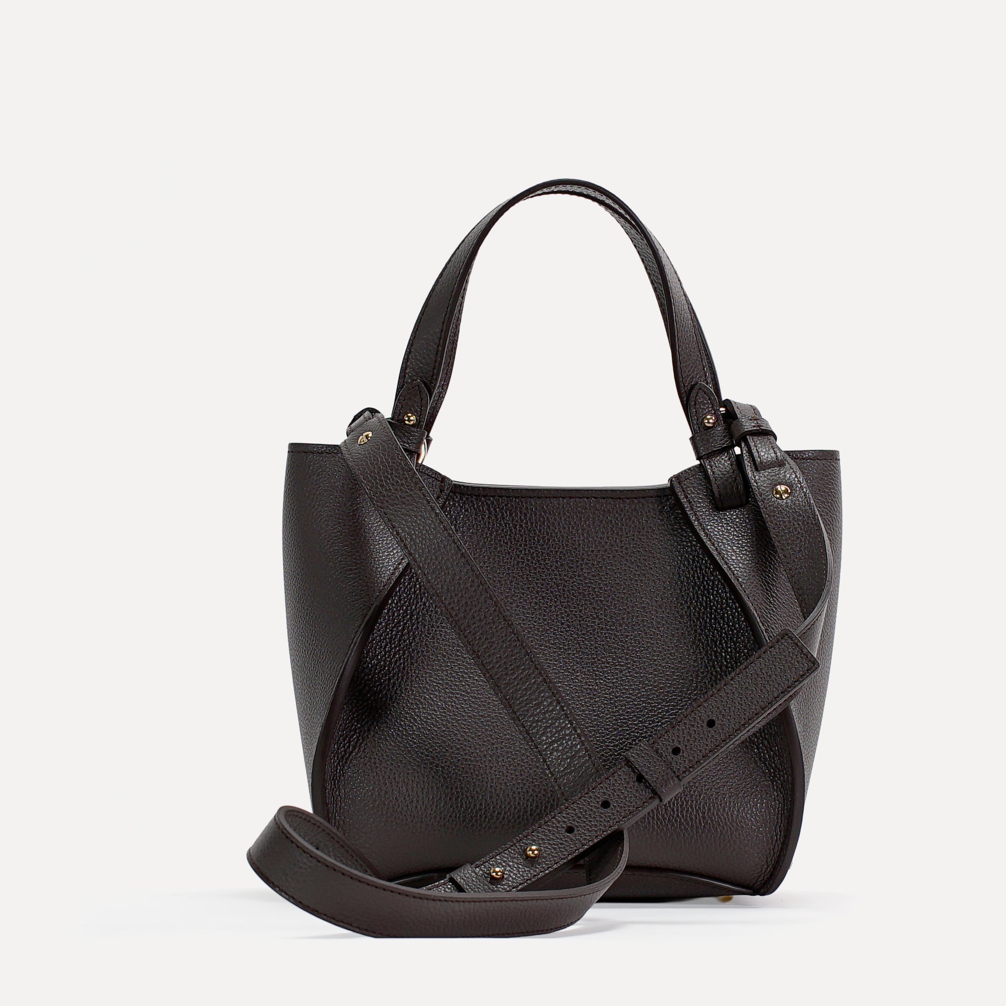 Amarante Bag, Textured Leather, Chocolat Noir
