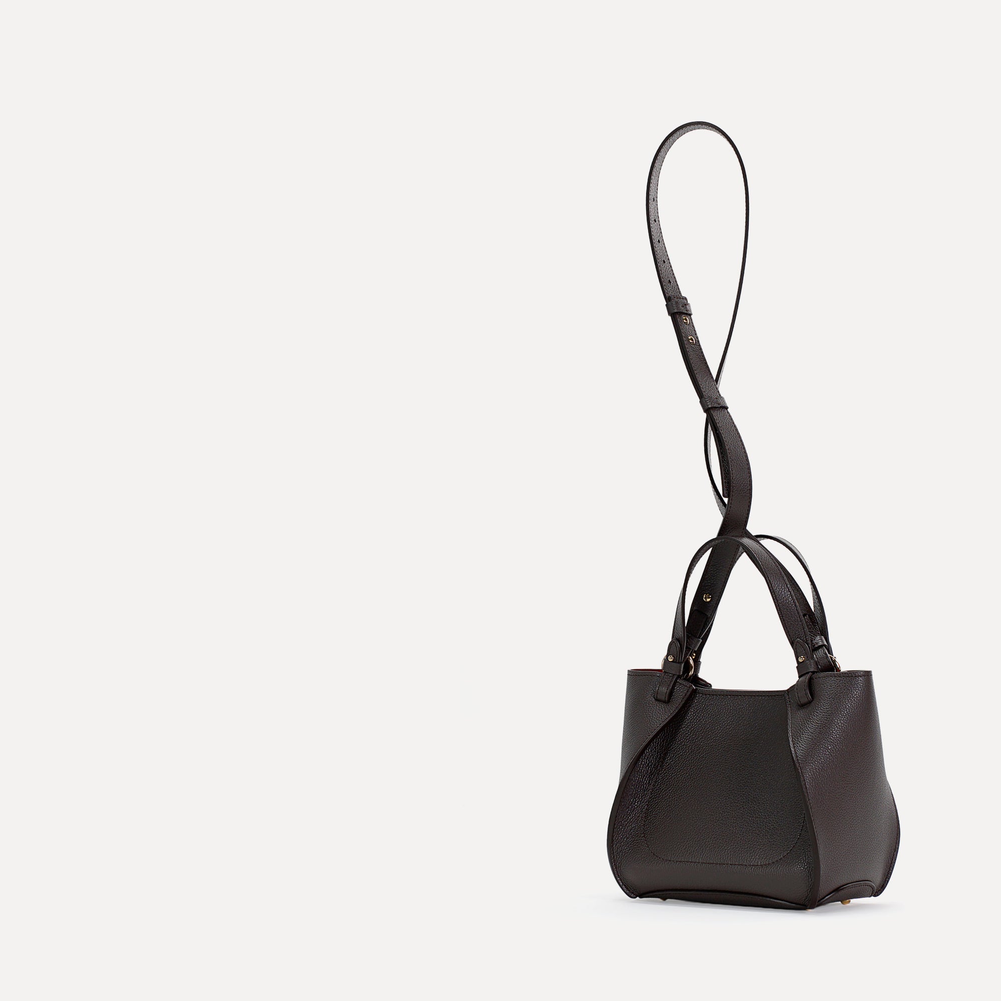 Amarante Bag, Textured Leather, Chocolat Noir