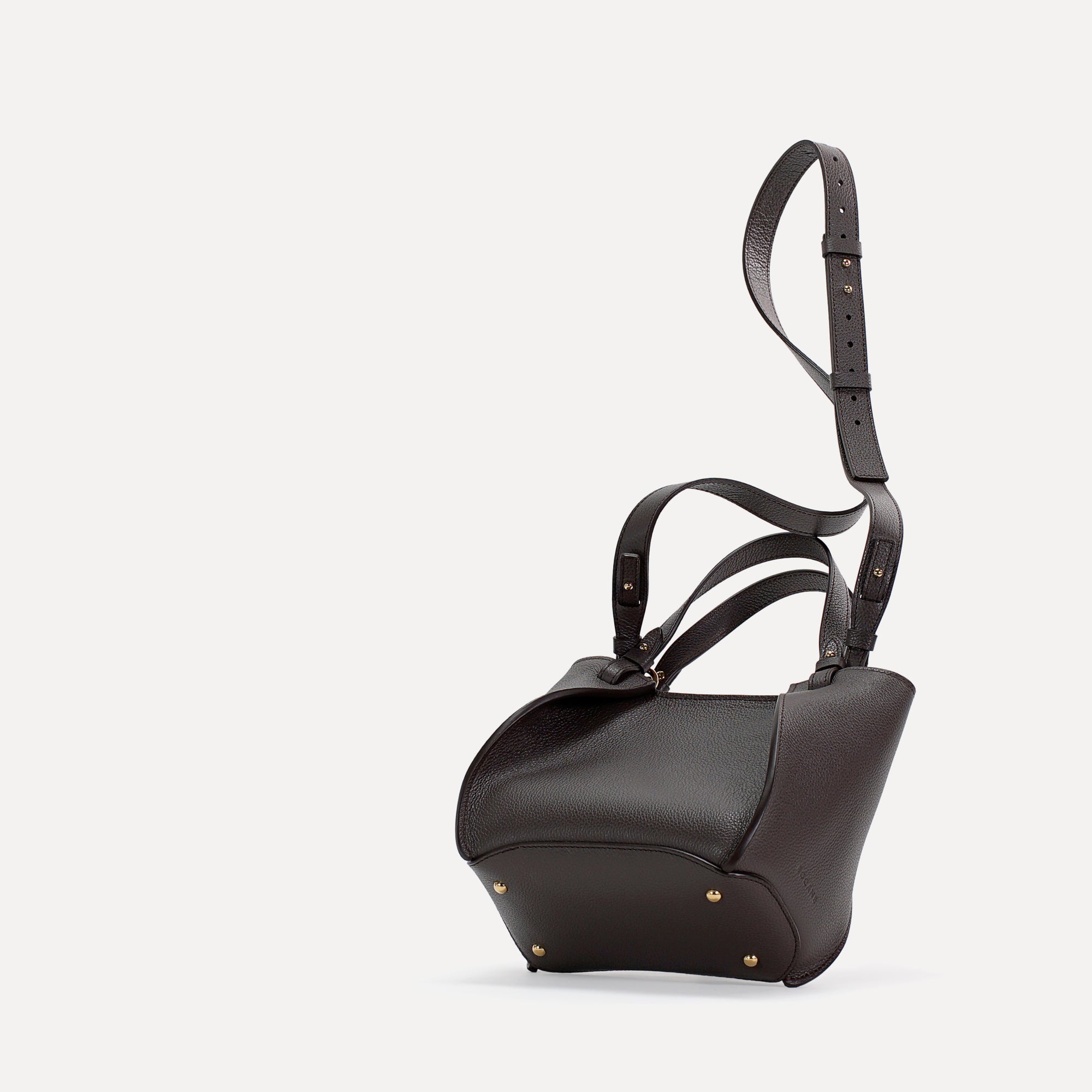 Amarante Bag, Textured Leather, Chocolat Noir