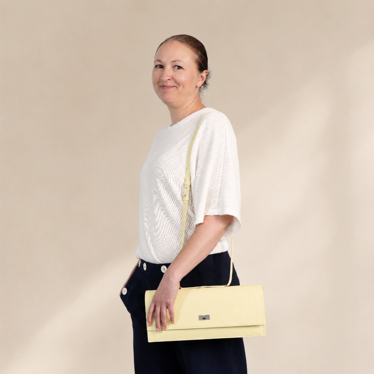 Geanta Esprit Long, Piele Texturata, Galben Pastel