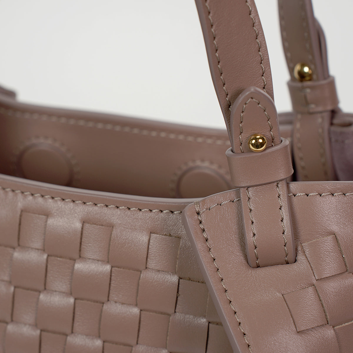 Geanta Amarante Mini Impletita, Piele Nappa, Latte Fondant Rose