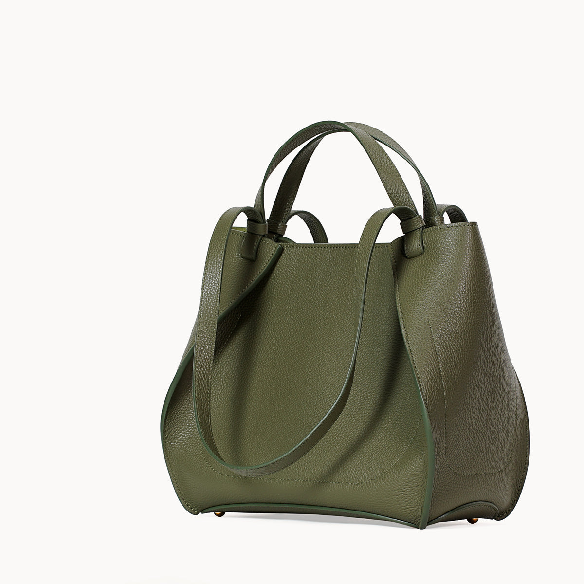 Amarante Bureau Bag in Bosco Green, angled rear view.