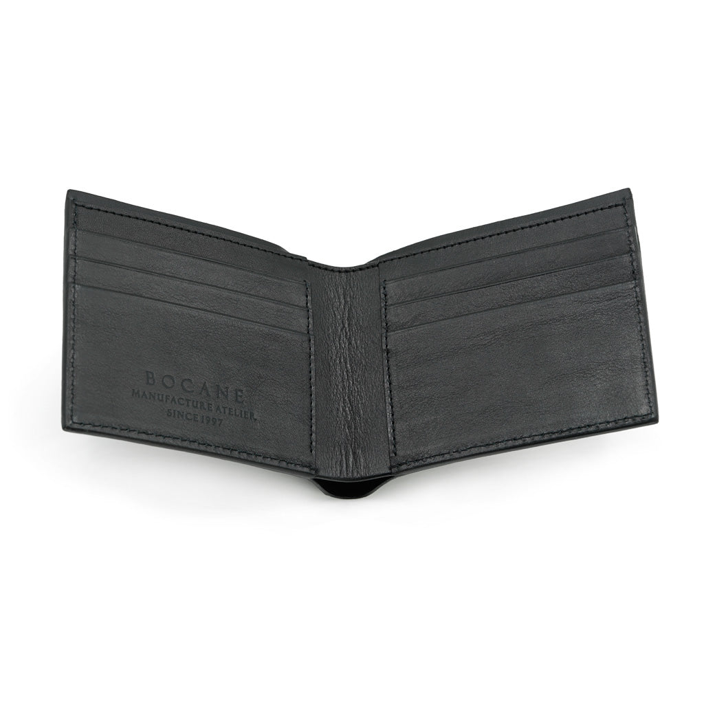 Portofel Slim din Piele de Crocodil, Negru Mat